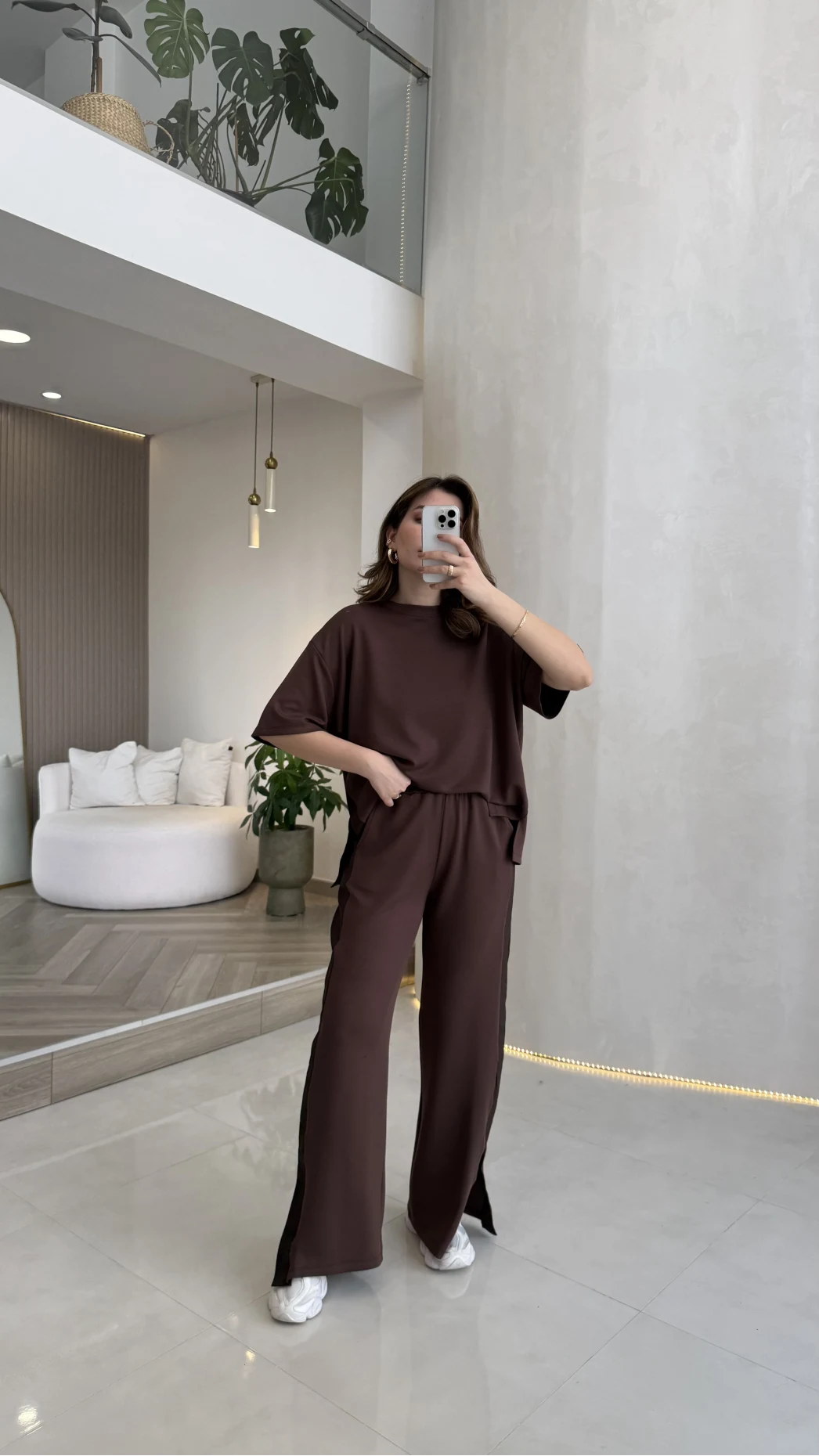 Castel Paraşüt Detaylı Yarım Kol Takım - Kahverengi - Kod: 4118