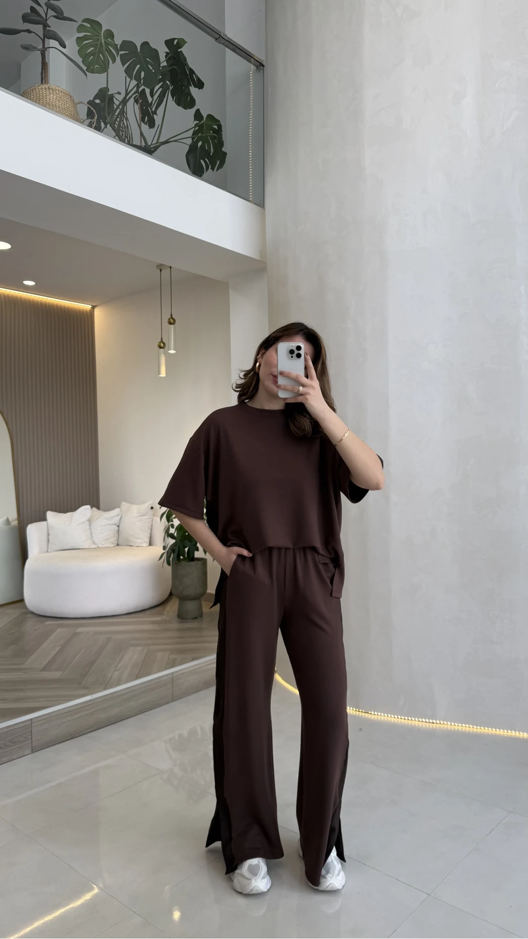 Castel Paraşüt Detaylı Yarım Kol Takım - Kahverengi - Kod: 4118