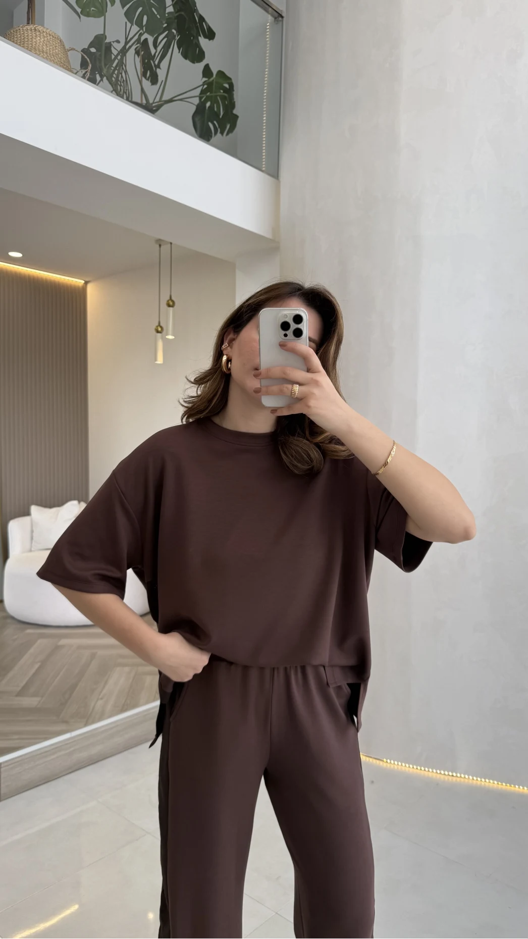 Castel Paraşüt Detaylı Yarım Kol Takım - Kahverengi - Kod: 4118