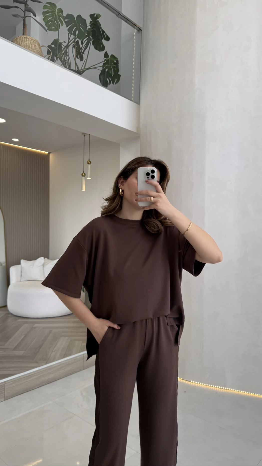 Castel Paraşüt Detaylı Yarım Kol Takım - Kahverengi - Kod: 4118