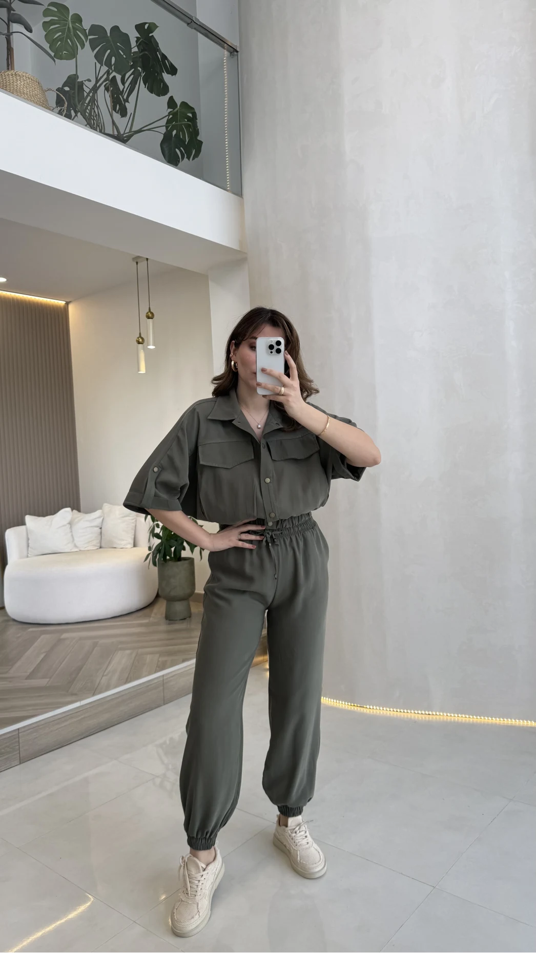 Arch Yarım Kol Pamuklu Ceket Pantolon Takım - Haki - Kod: 580774