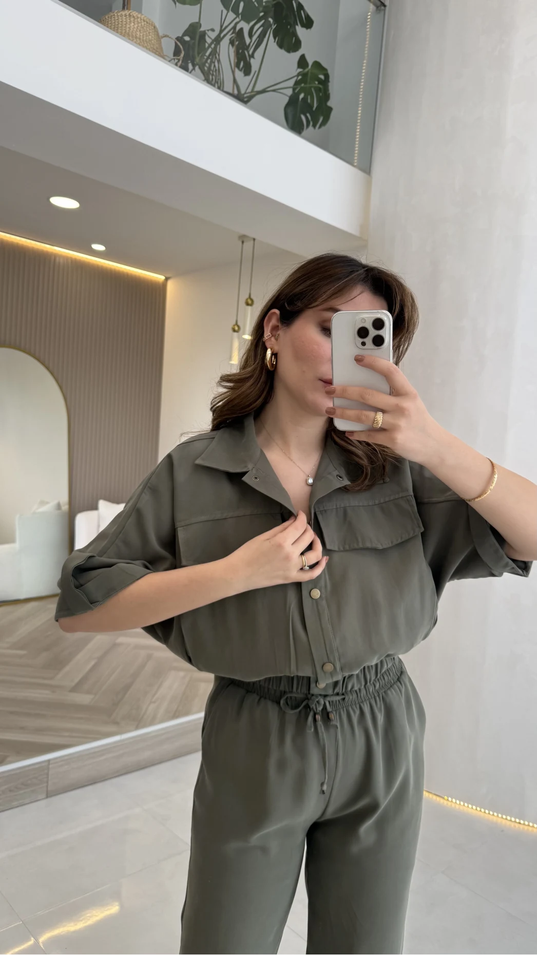 Arch Yarım Kol Pamuklu Ceket Pantolon Takım - Haki - Kod: 580774