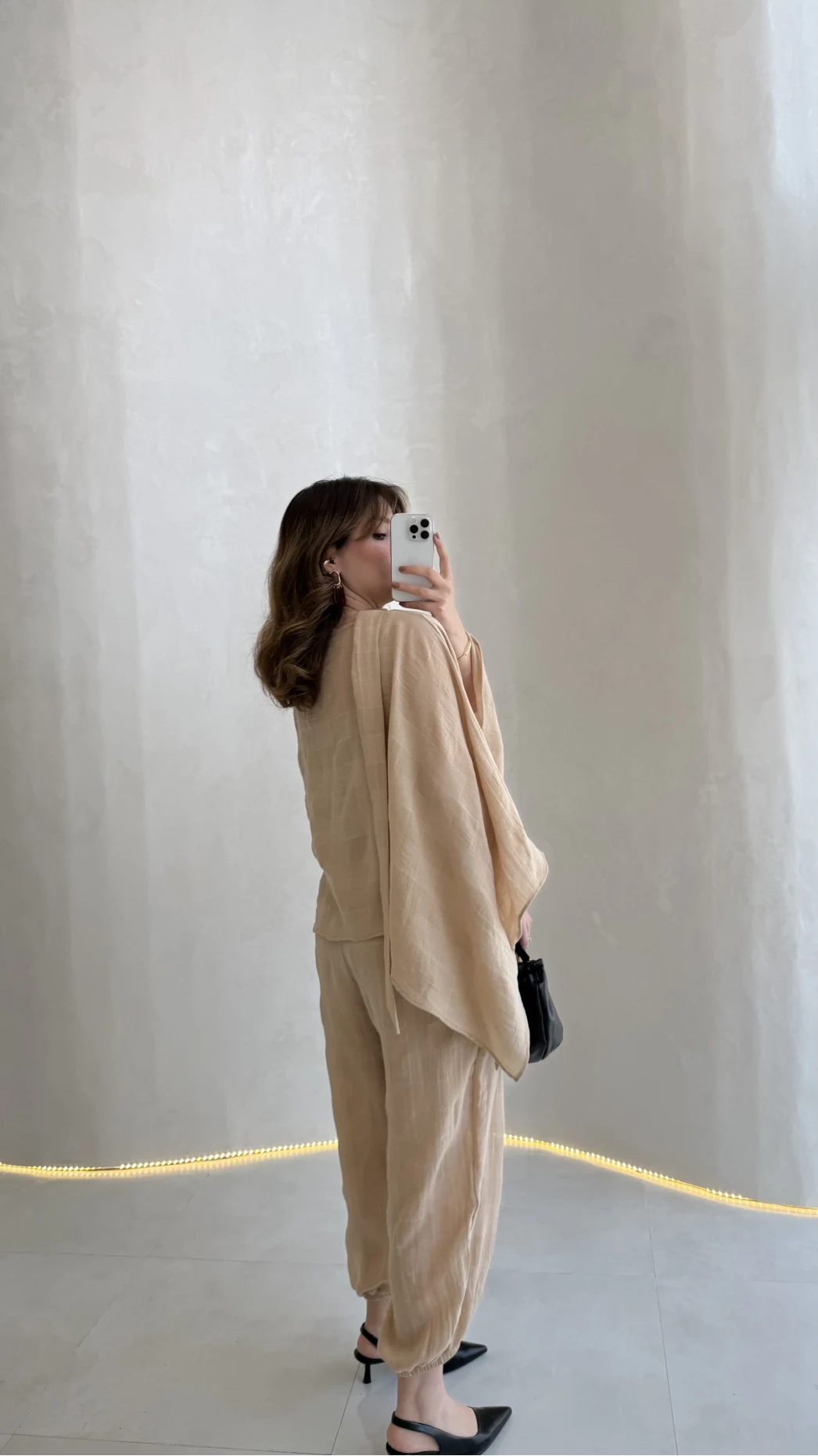 Pançolu Ekose Desenli Fular Detay Takım - Taş - Kod: 51344