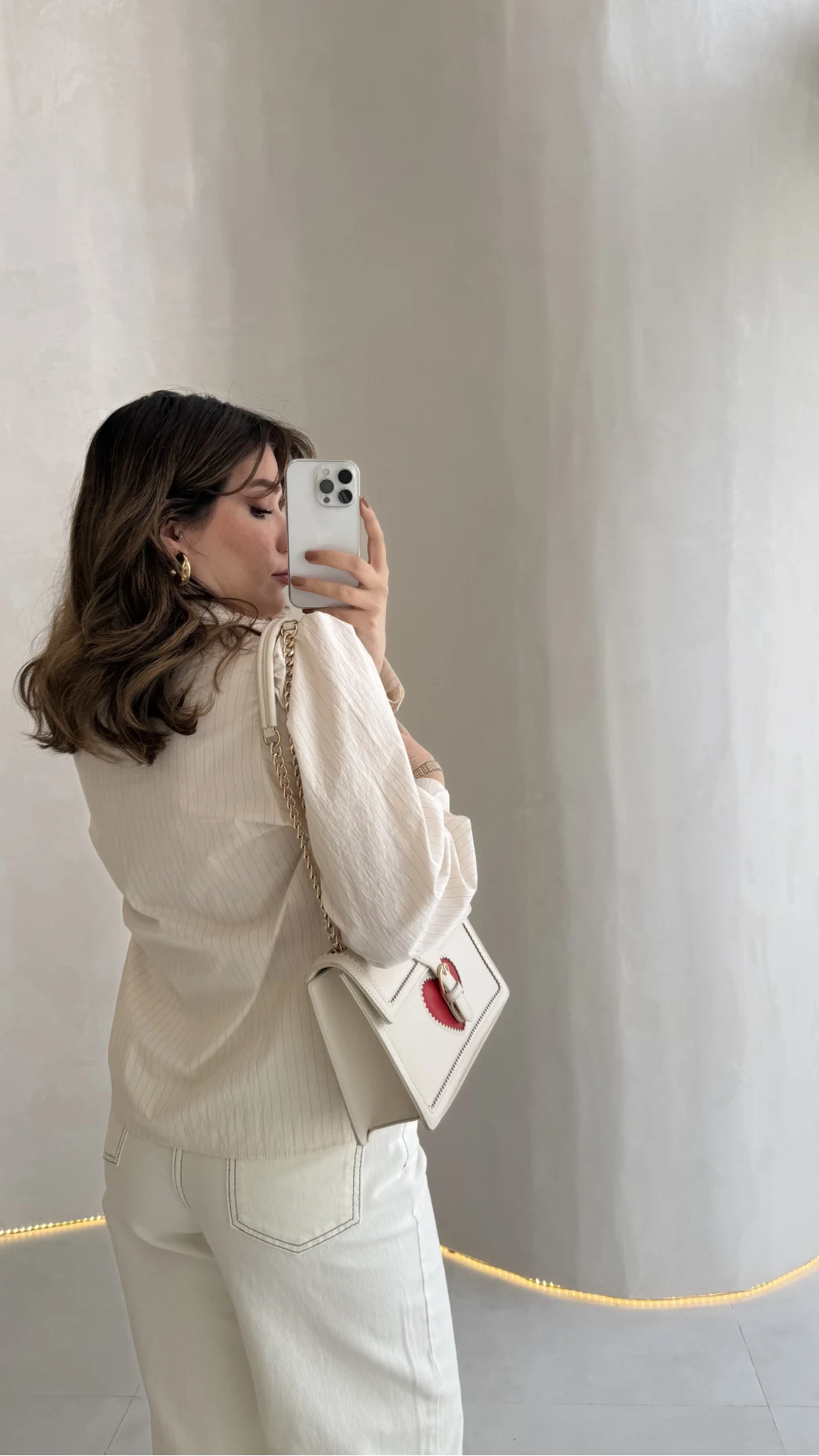 Bridgerton Serisi Çizgili Gömlek - Ekru - Kod: 0949