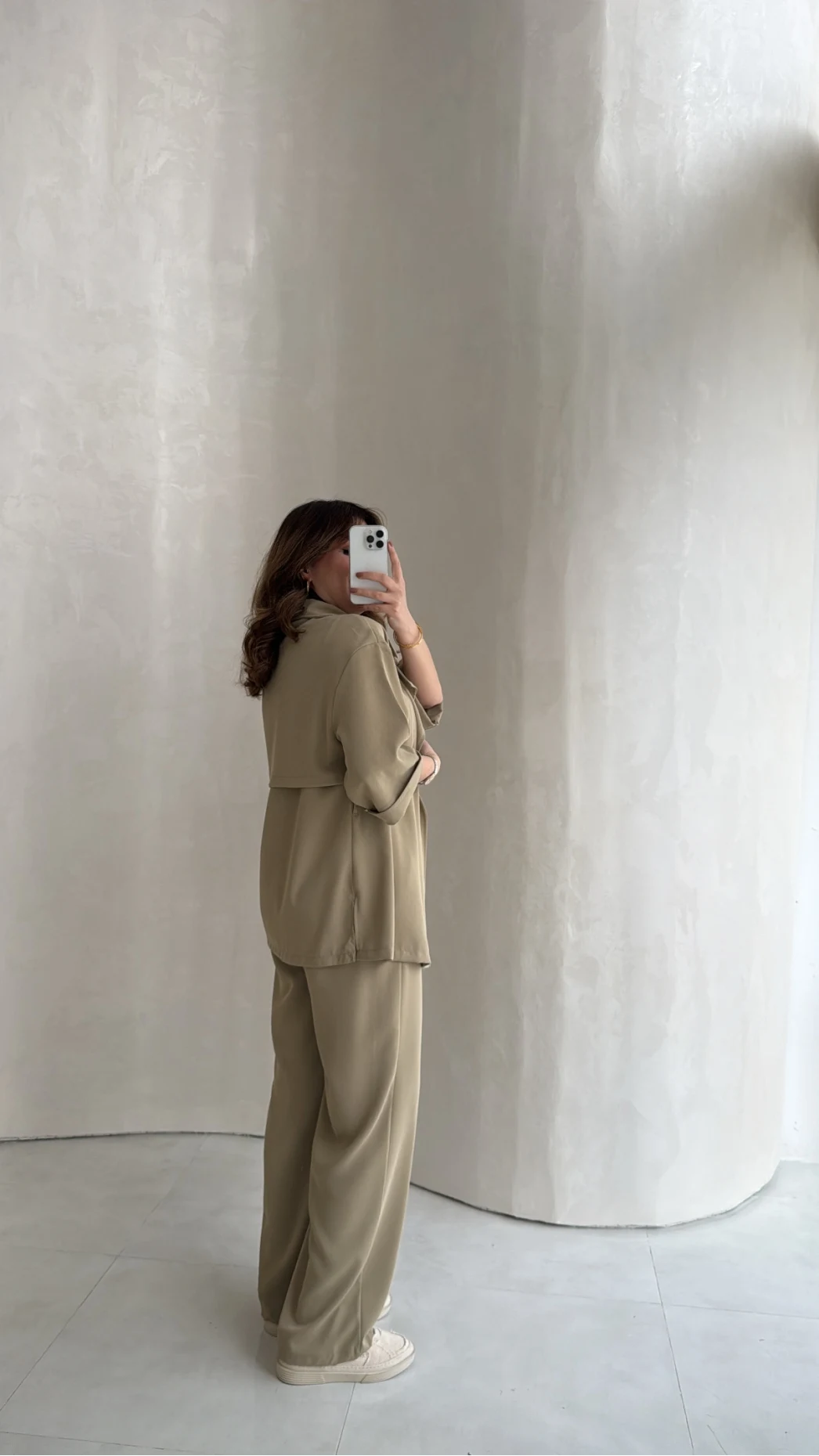 Dökümlü Beli Bağlamalı Takım - Haki - Kod: 8099