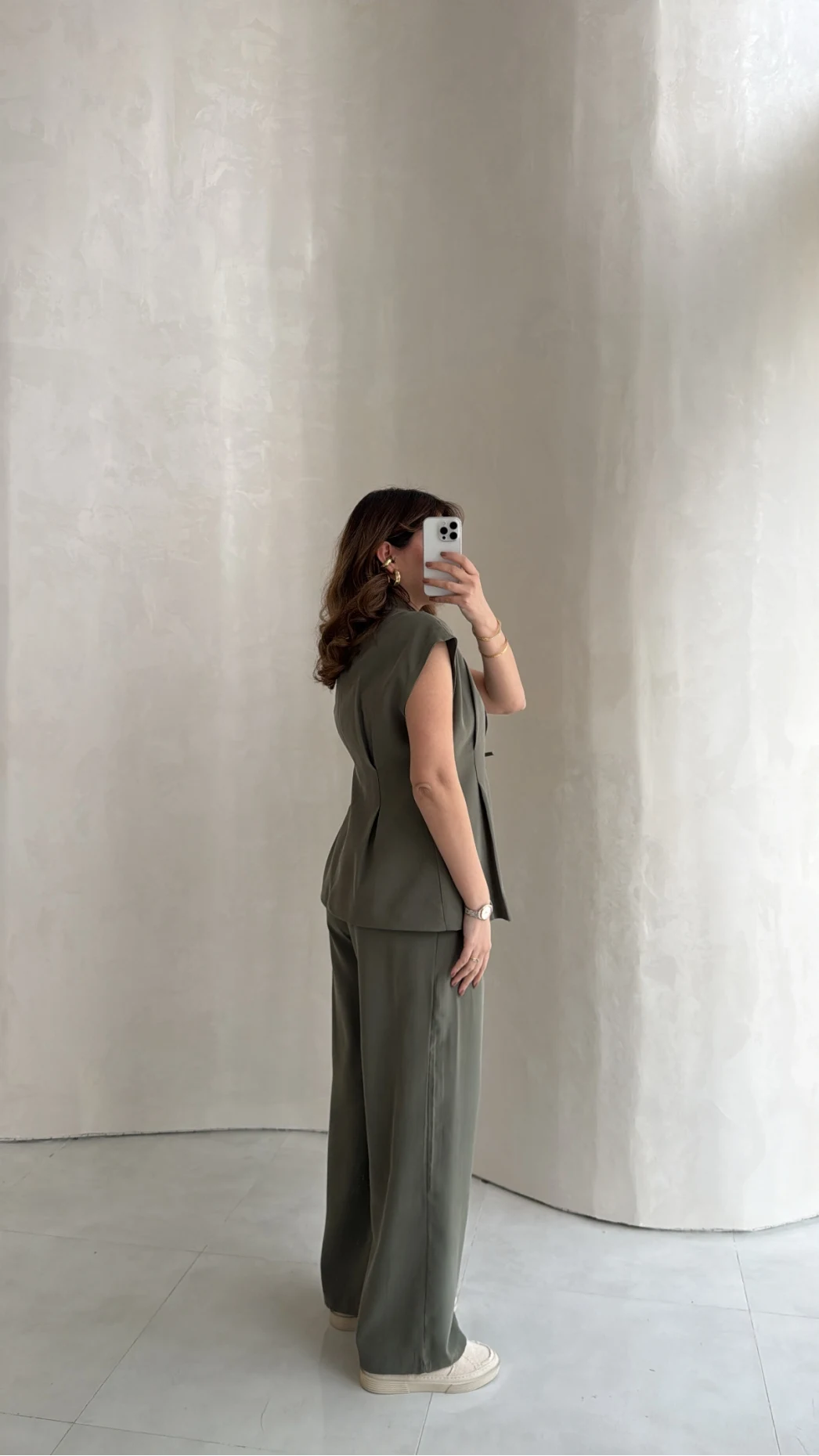 Diagonel Yelek Pantolon Takım - Haki - Kod: 8106