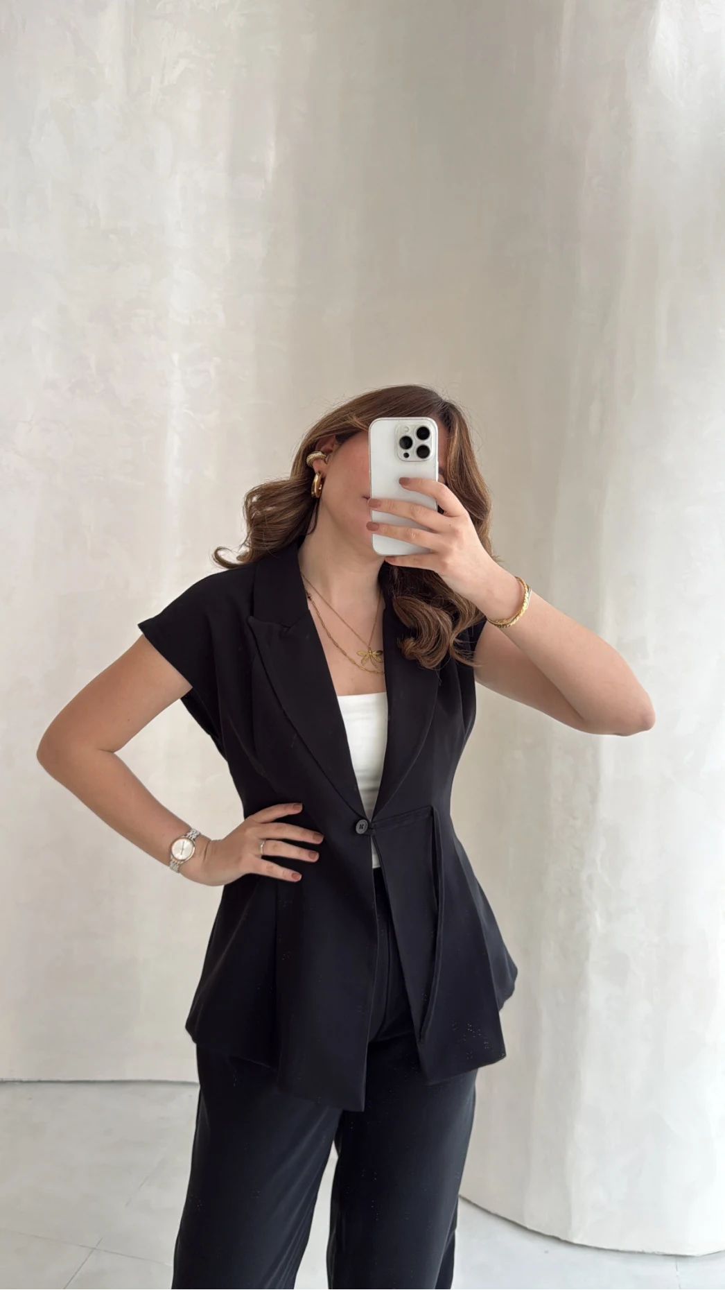 Diagonel Yelek Pantolon Takım - Siyah - Kod: 8106