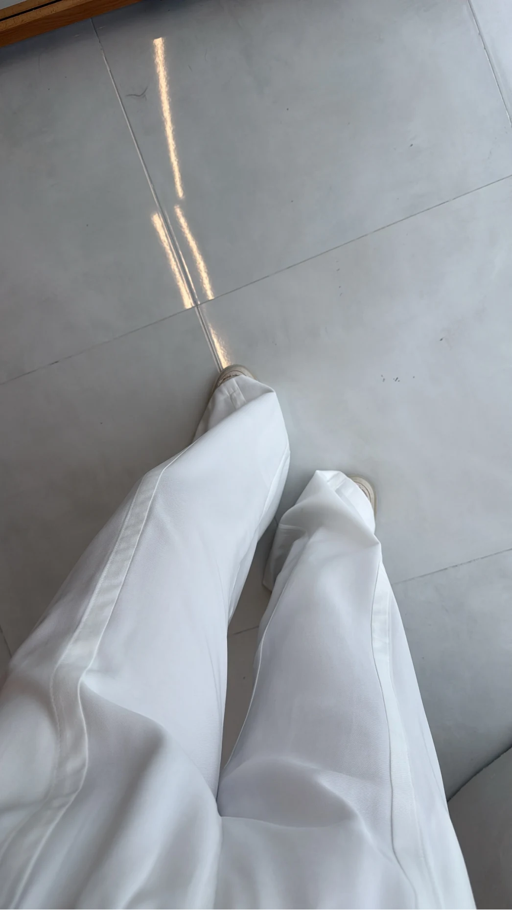 Dökümlü Bağcıklı Beli Lastikli Pantolon - Ekru - Kod: 0893