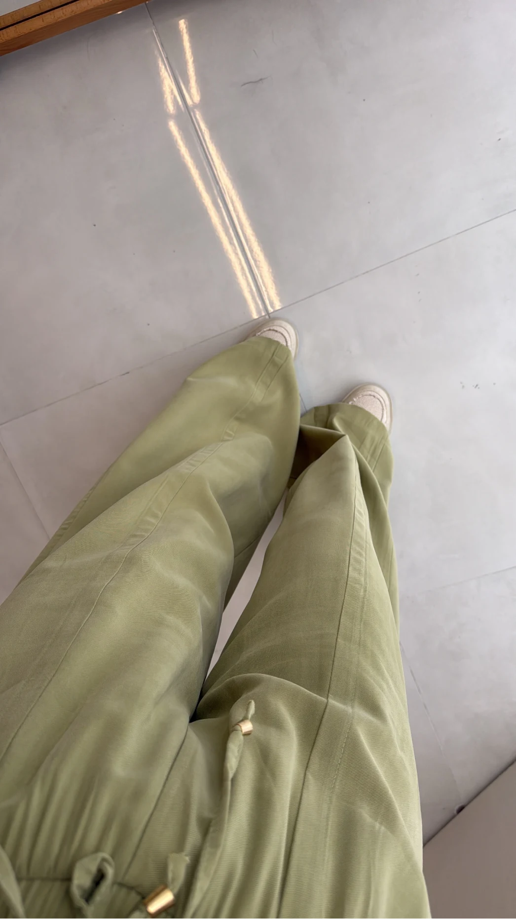 Dökümlü Bağcıklı Beli Lastikli Pantolon - Mint - Kod: 0893