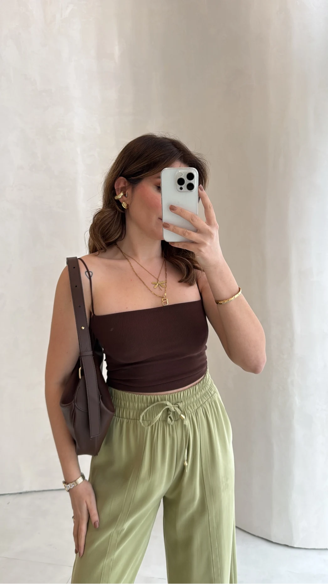 Dökümlü Bağcıklı Beli Lastikli Pantolon - Mint - Kod: 0893