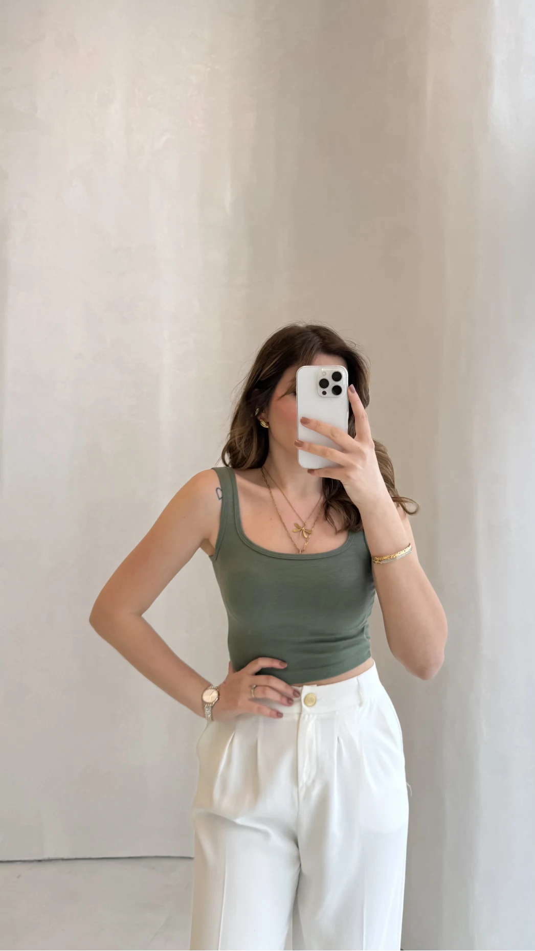 Göğüs Pedli Crop - Yeşil