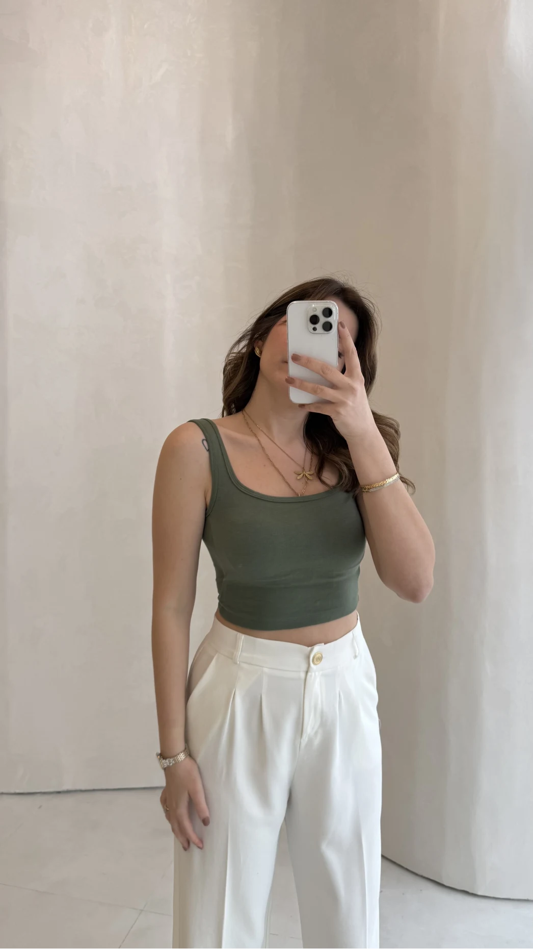 Göğüs Pedli Crop - Yeşil