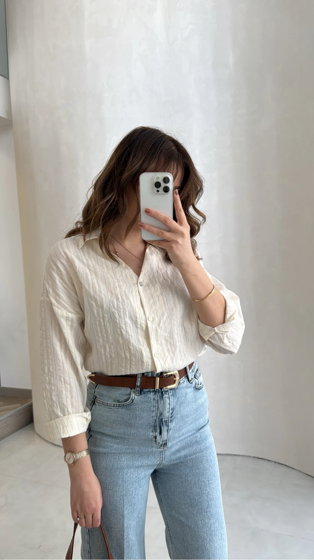 Simli Vizon Çizgili Gömlek - Kod: 2216