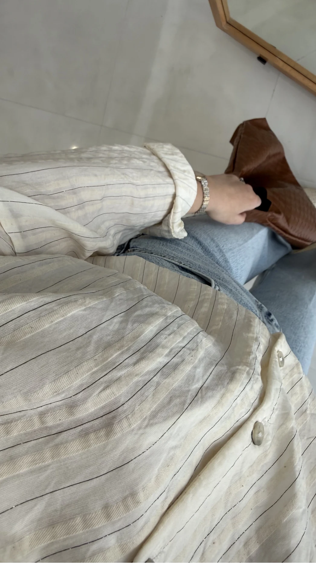 Simli Vizon Çizgili Gömlek - Kod: 2216