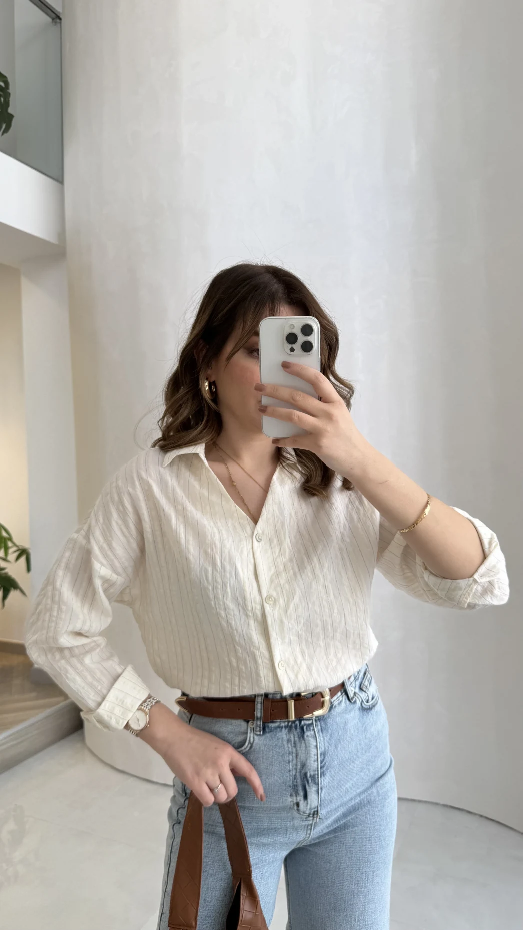 Simli Vizon Çizgili Gömlek - Kod: 2216