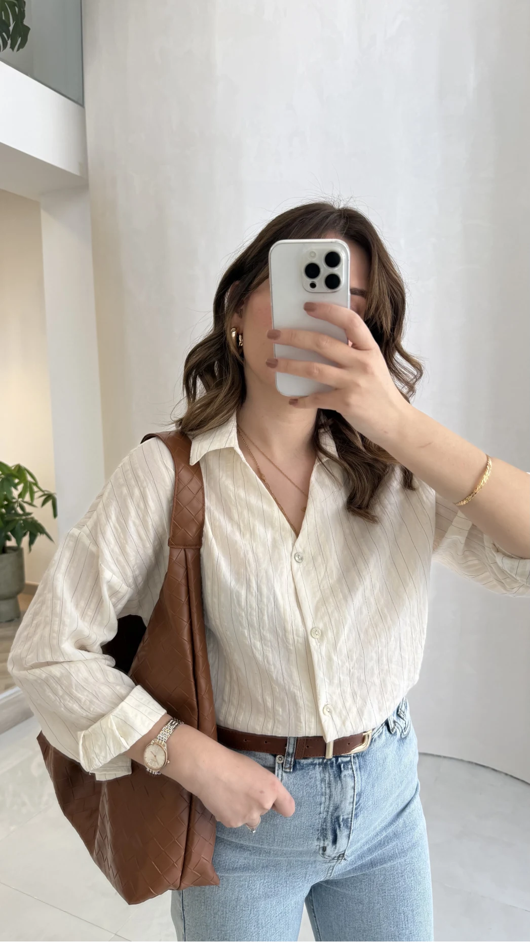 Simli Vizon Çizgili Gömlek - Kod: 2216