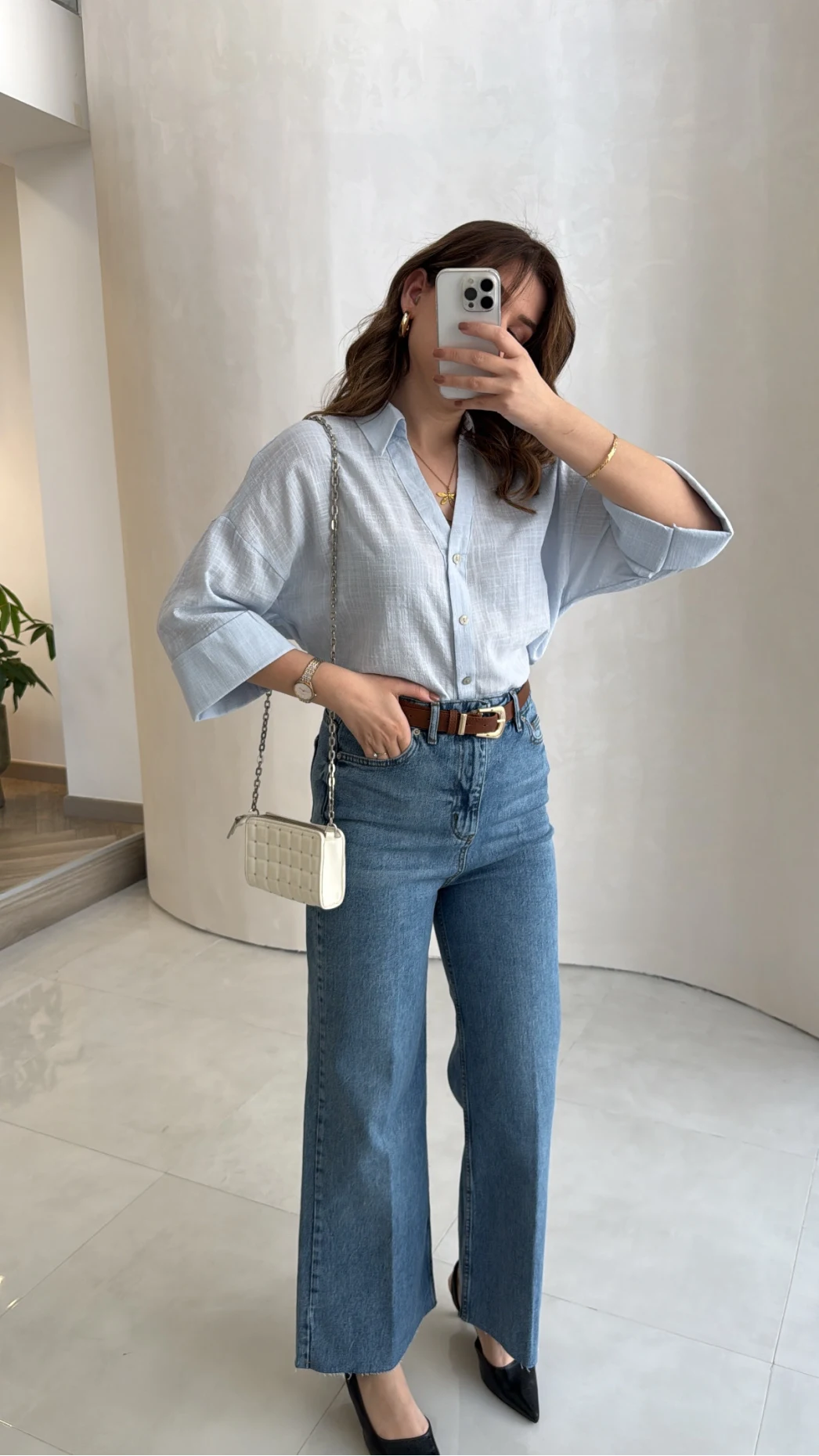 Ultra Yüksek Bel Kemerli Likralı Denim Jean Pantolon - Mavi - Kod: 1832