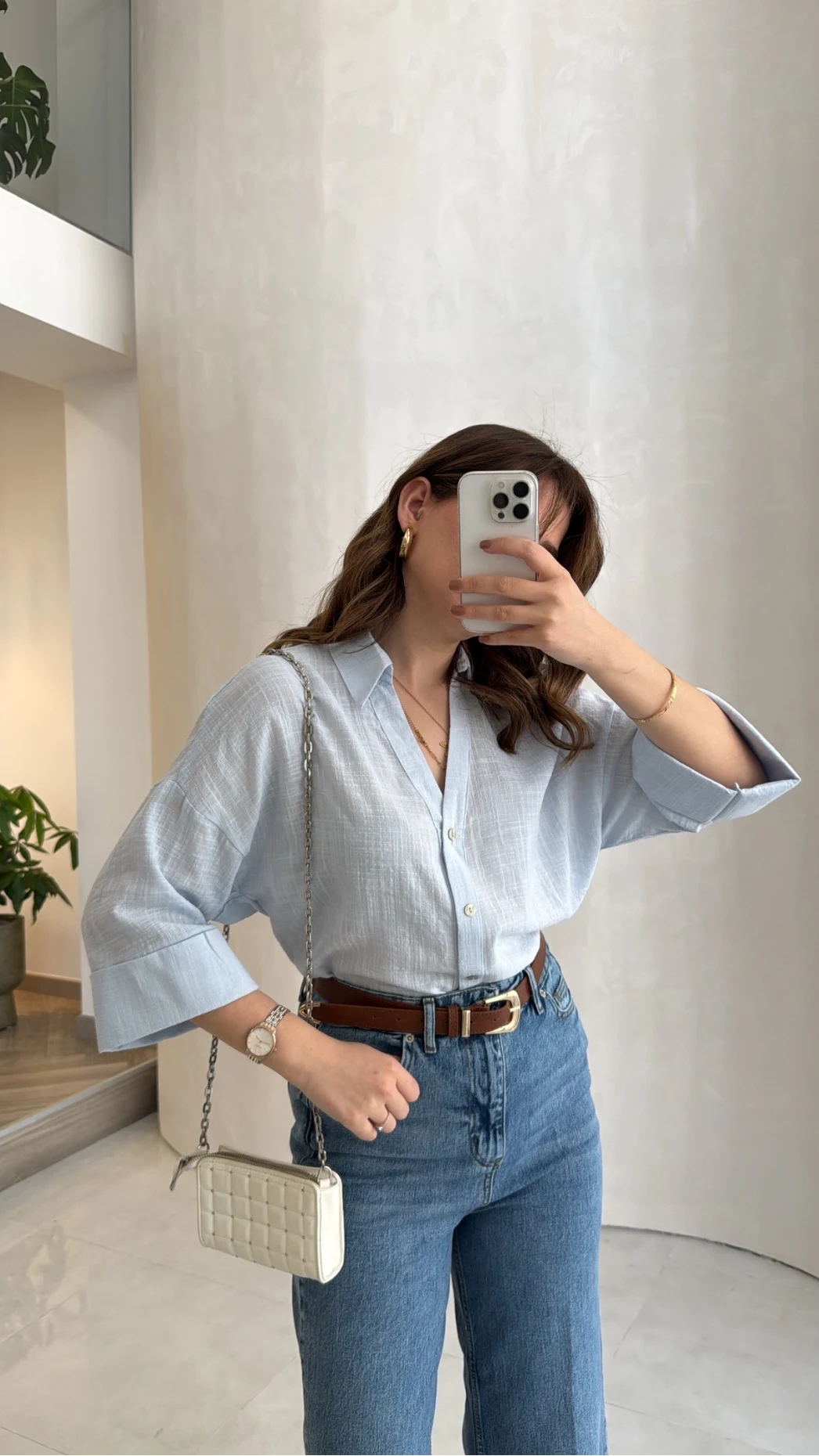 Şantuk Keten Kumaş Gömlek - Mavi - Kod: 2164