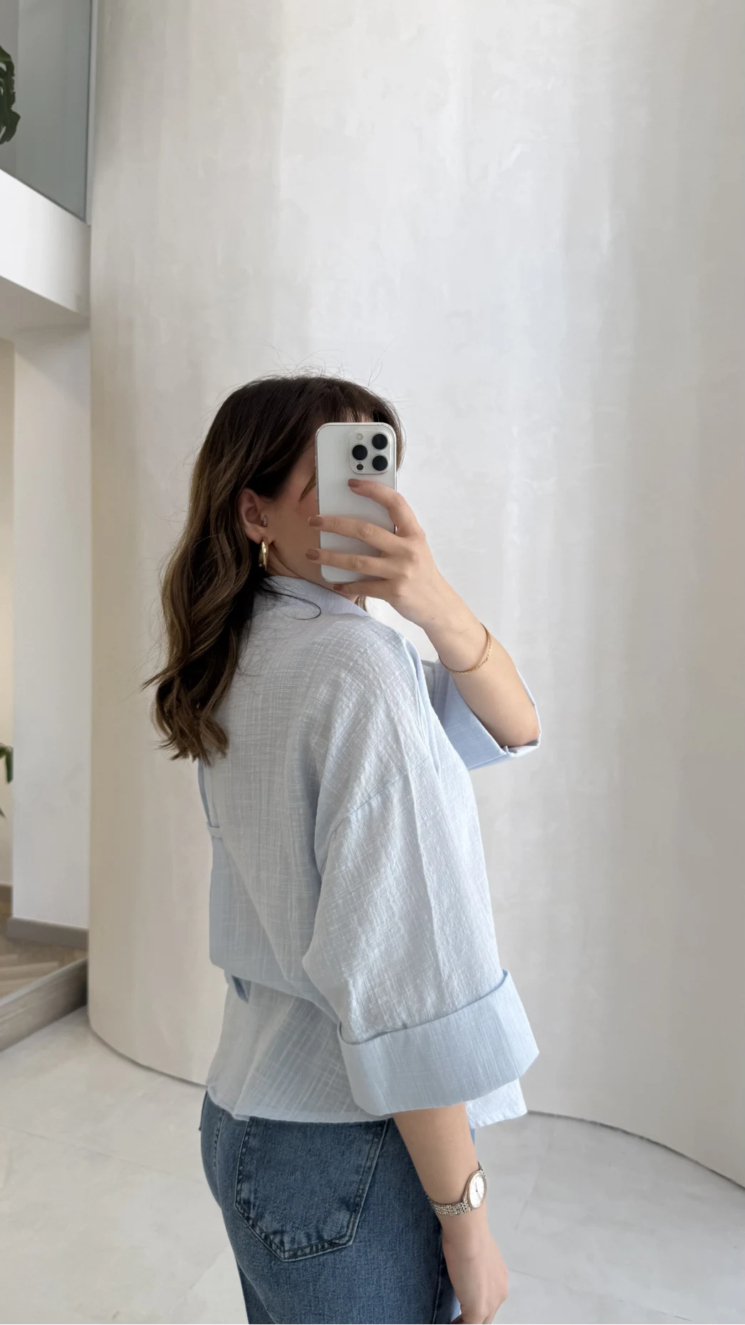 Şantuk Keten Kumaş Gömlek - Mavi - Kod: 2164