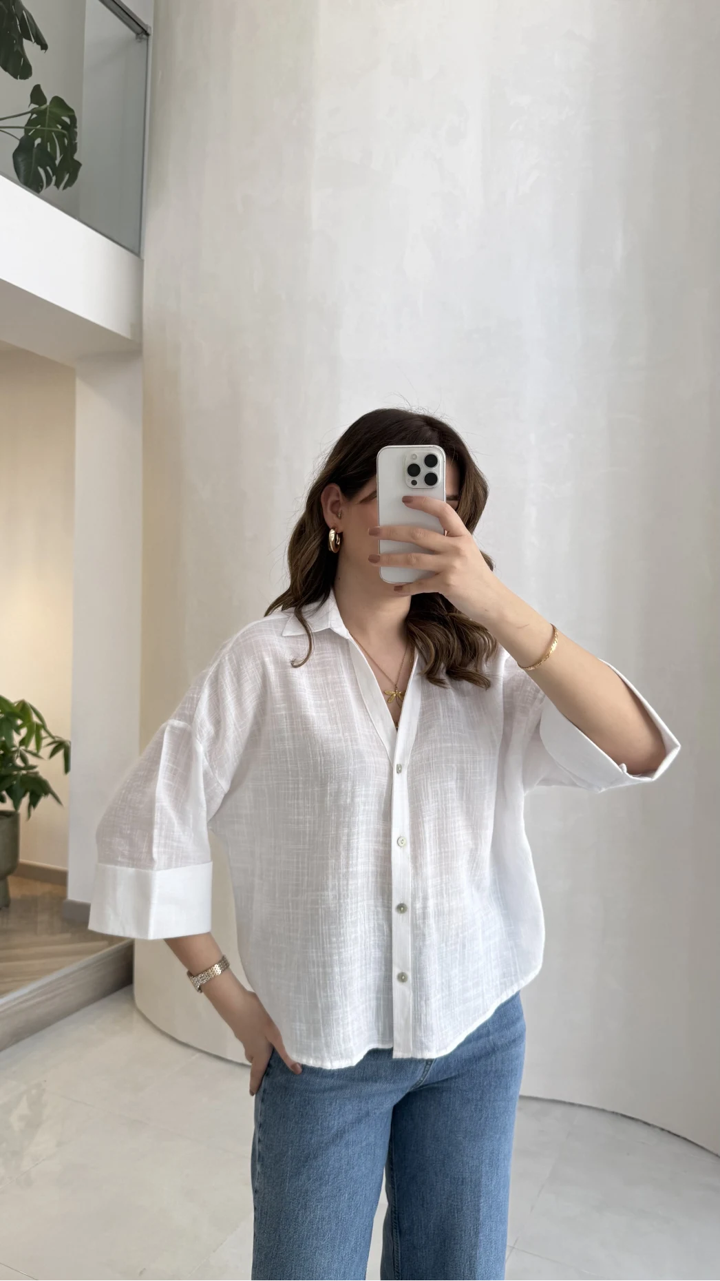 Şantuk Keten Kumaş Gömlek - Ekru - Kod: 2164