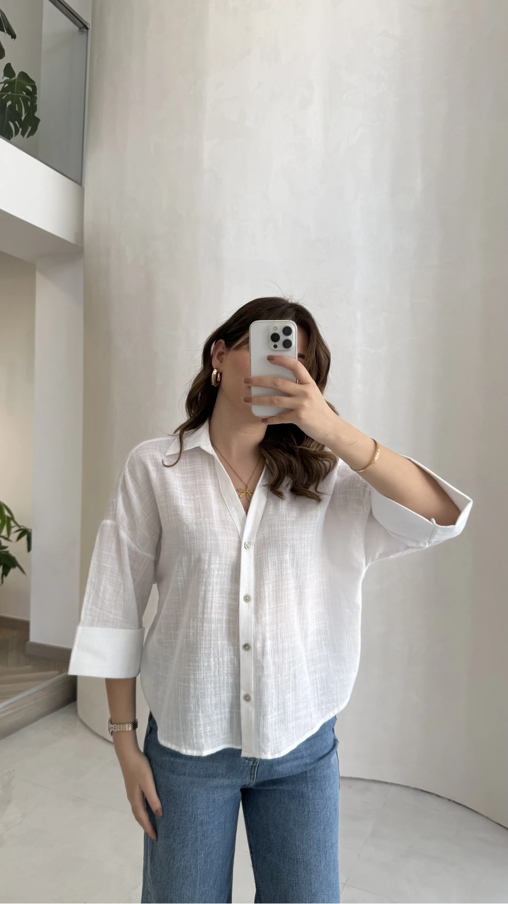 Şantuk Keten Kumaş Gömlek - Ekru - Kod: 2164