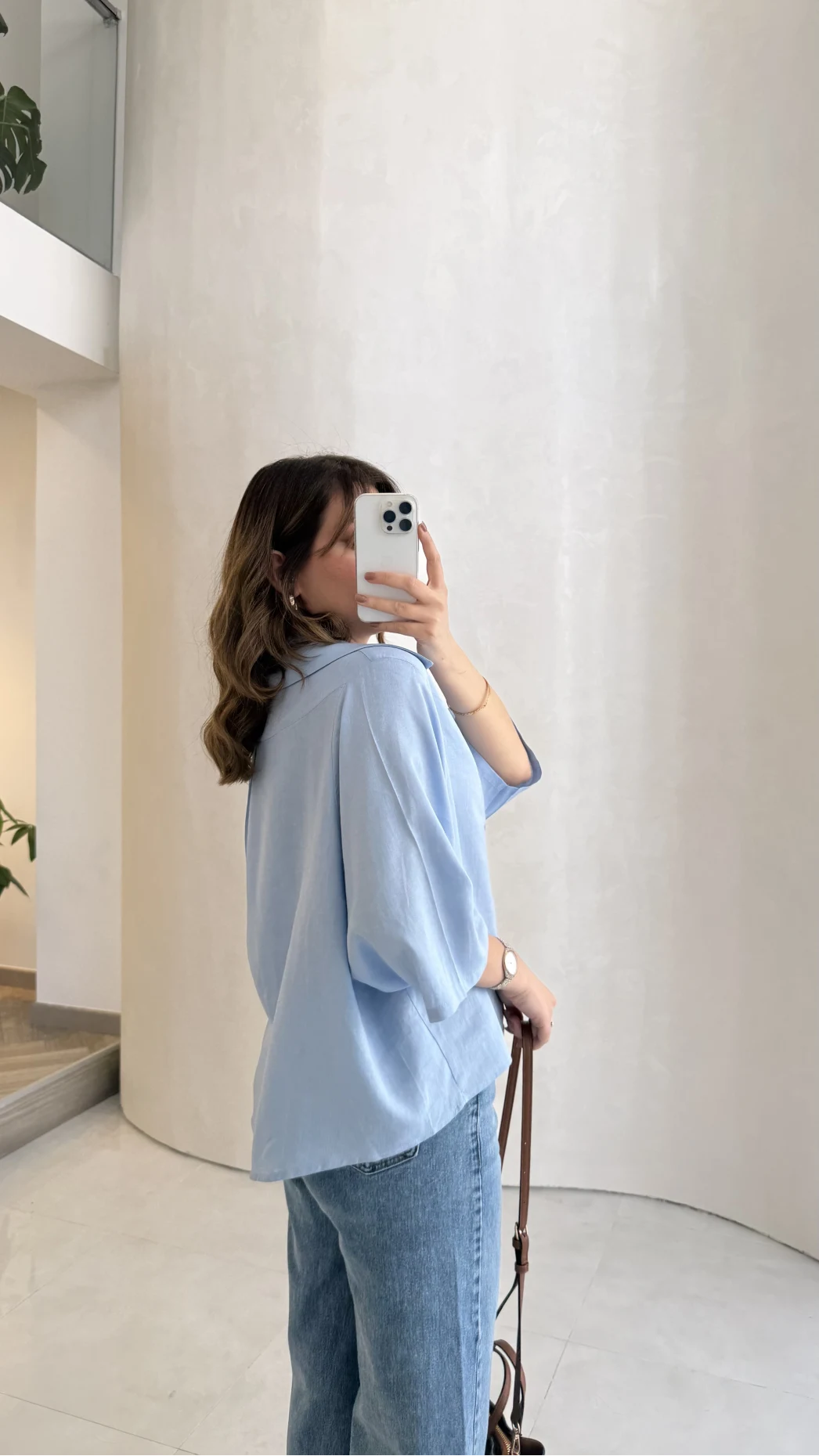 Keten Kumaş Gömlek - Bebe Mavisi - Kod: 4982