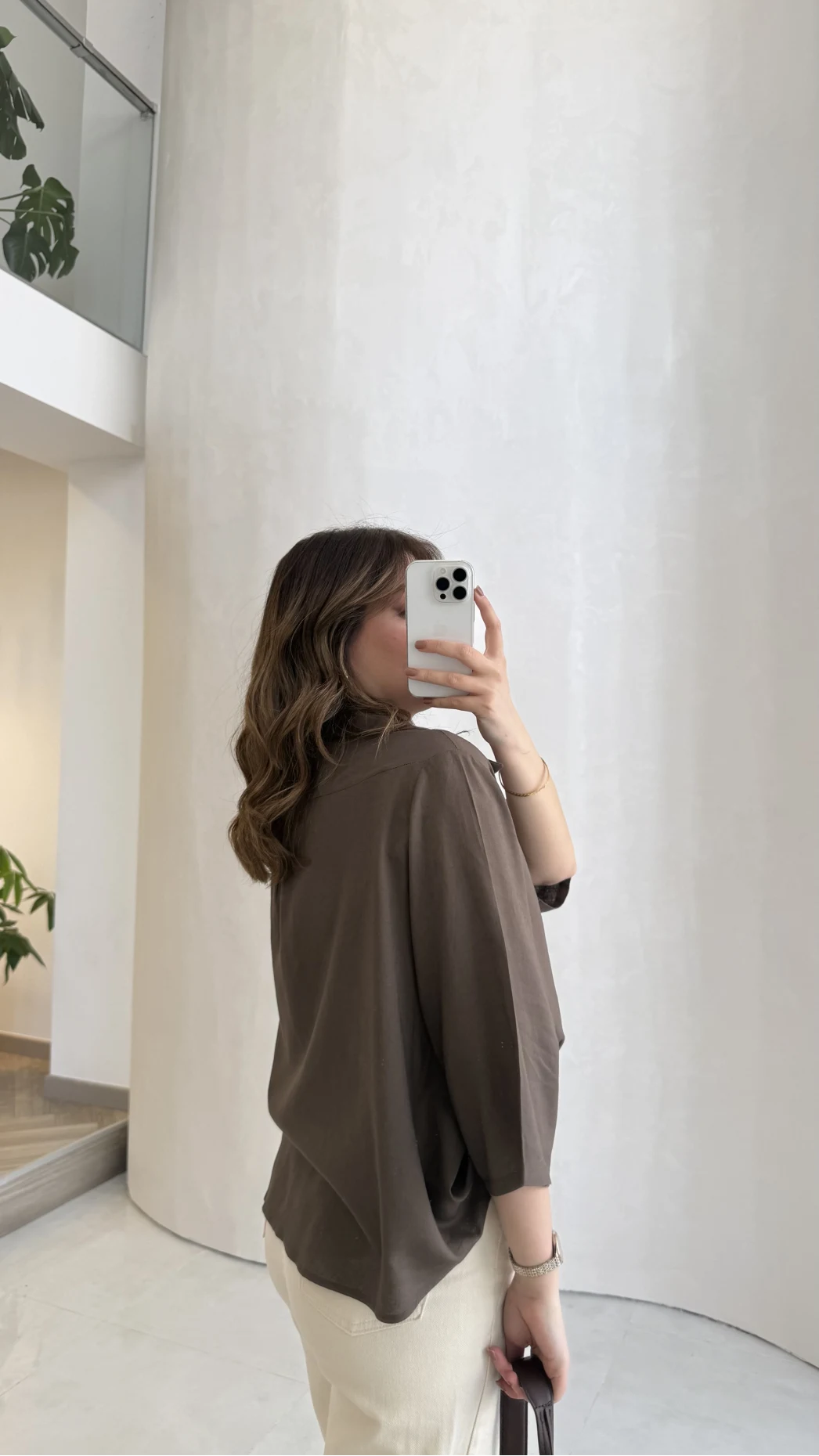 Keten Kumaş Gömlek - Kahve - Kod: 4982