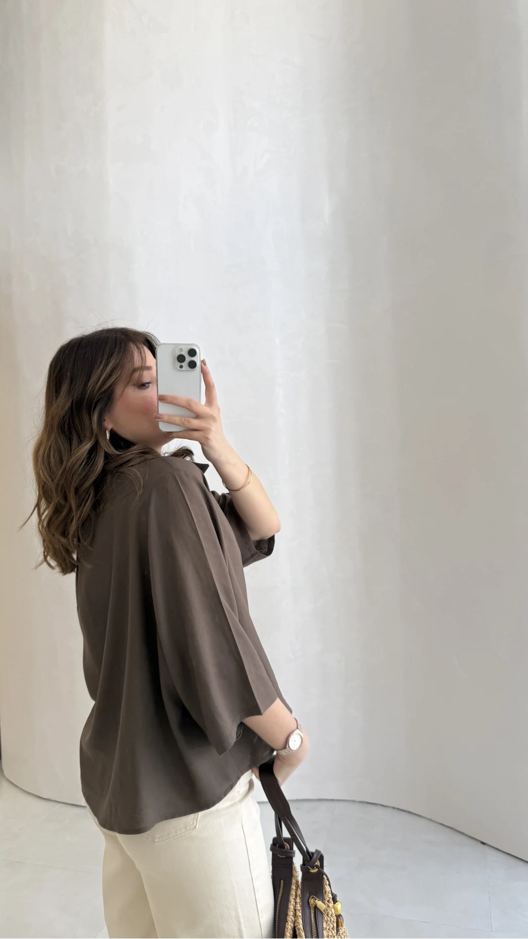 Keten Kumaş Gömlek - Kahve - Kod: 4982