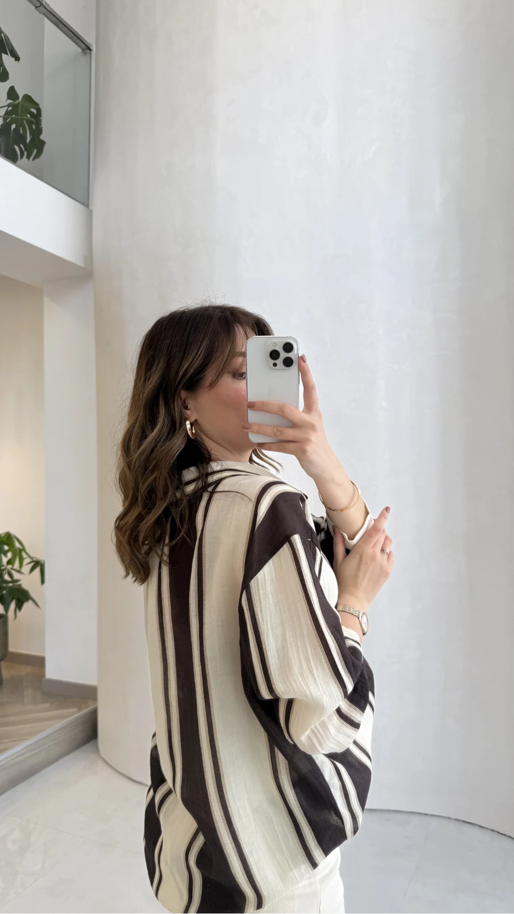 Kahverengi Çizgili Gömlek - Kod: 5060