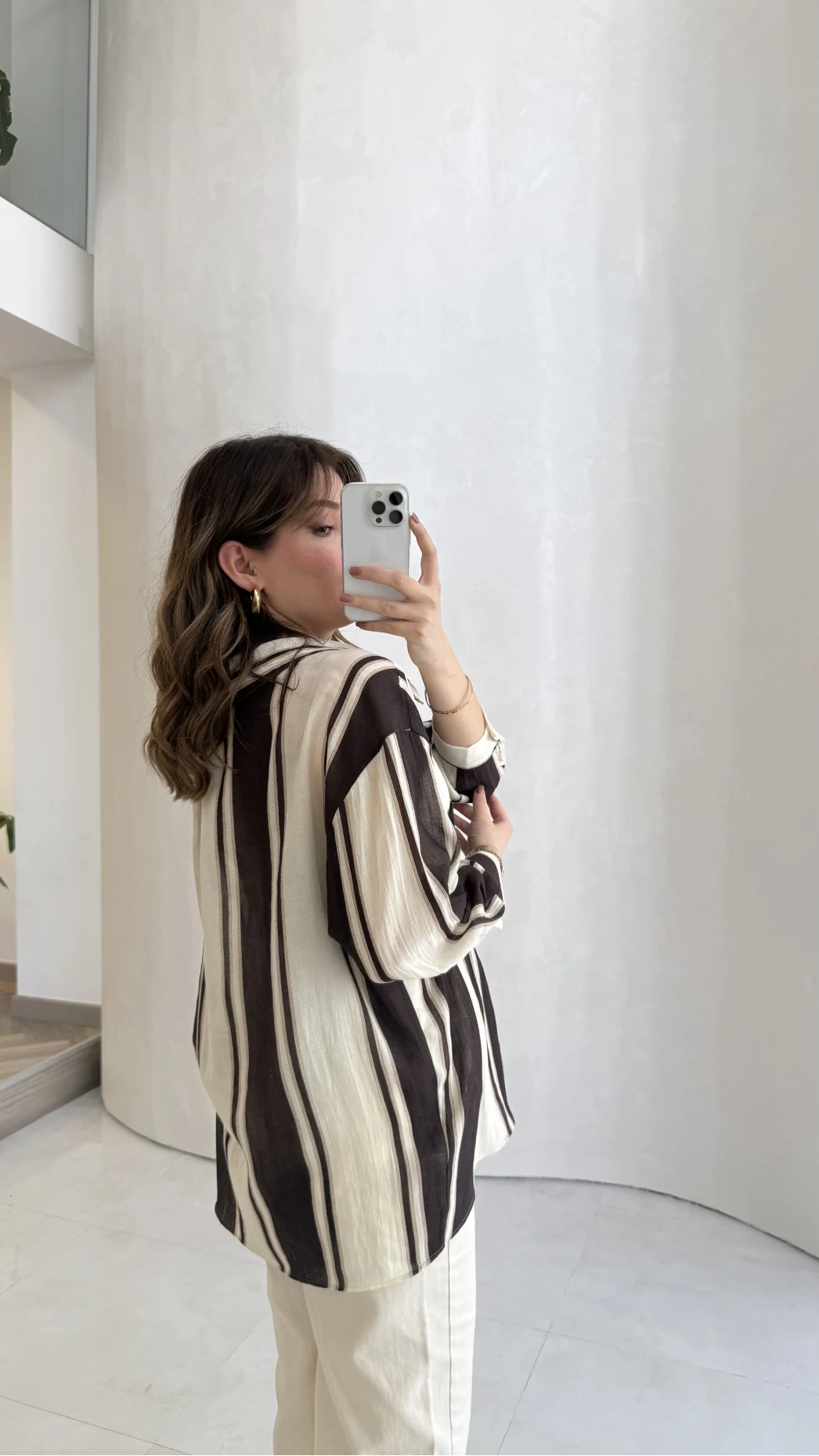 Kahverengi Çizgili Gömlek - Kod: 5060