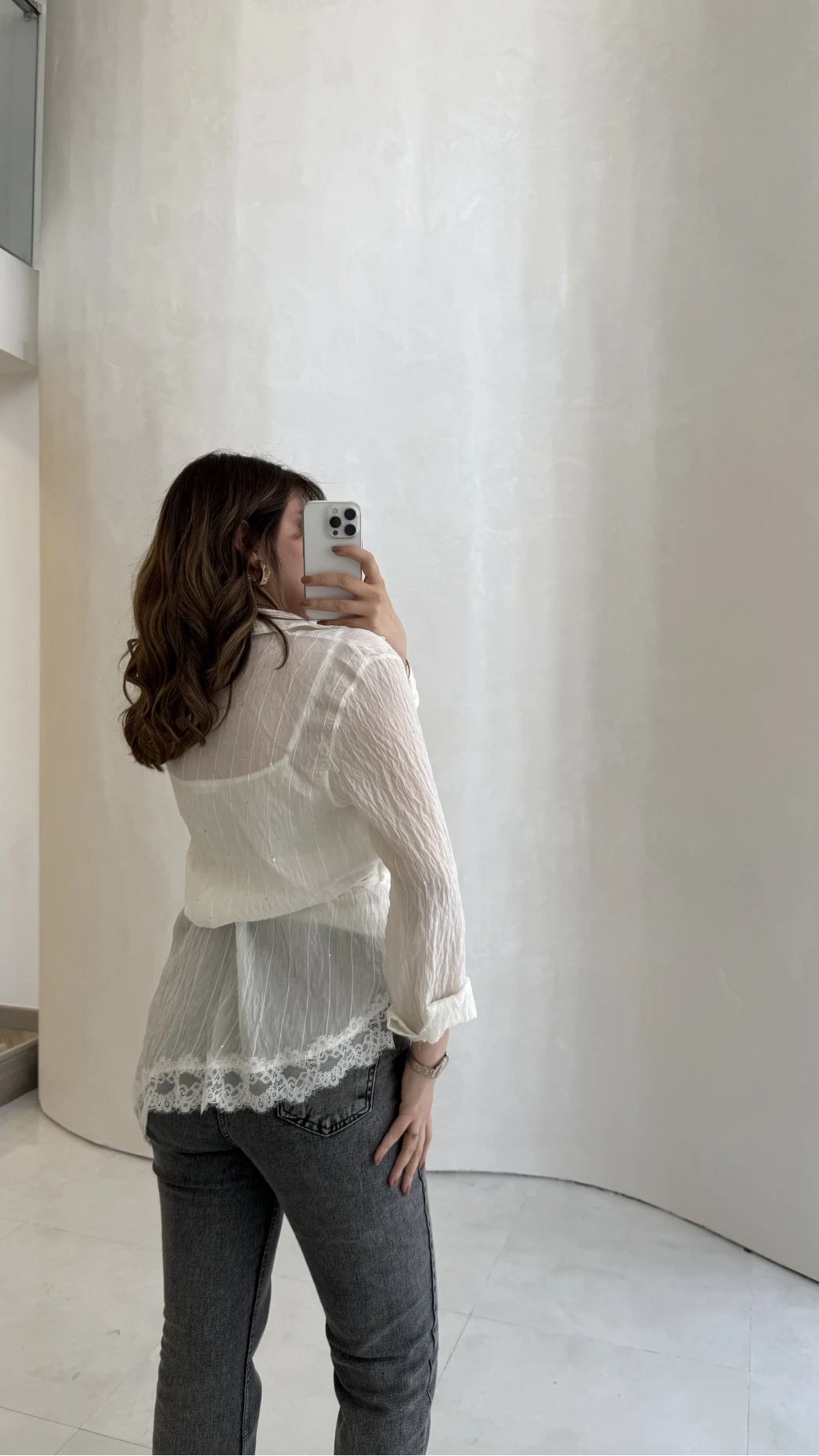 Bağlamalı Dantel Detay Çizgili İçi Askılı Body Gömlek - Ekru - Kod: 39290