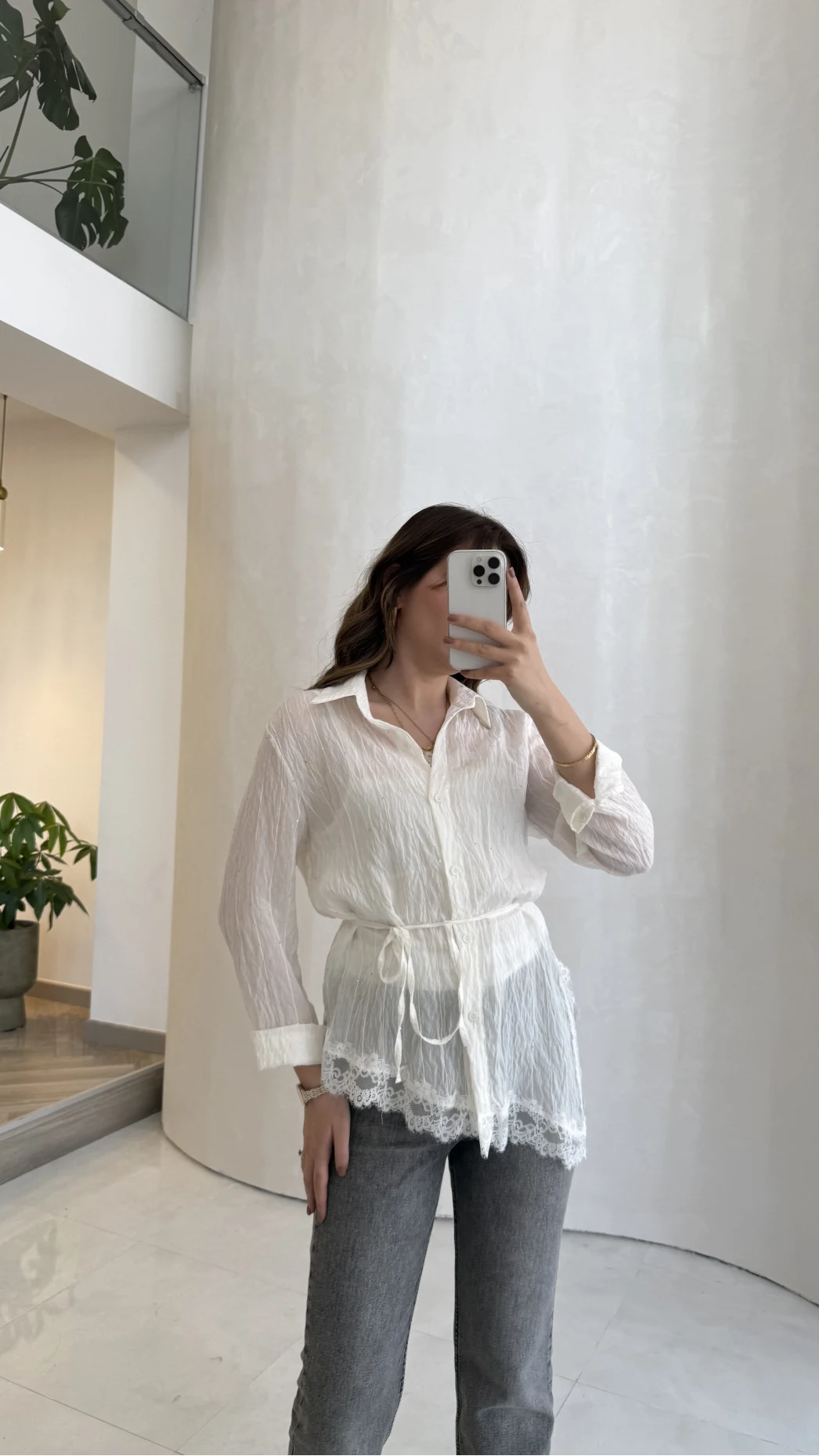 Bağlamalı Dantel Detay Çizgili İçi Askılı Body Gömlek - Ekru - Kod: 39290