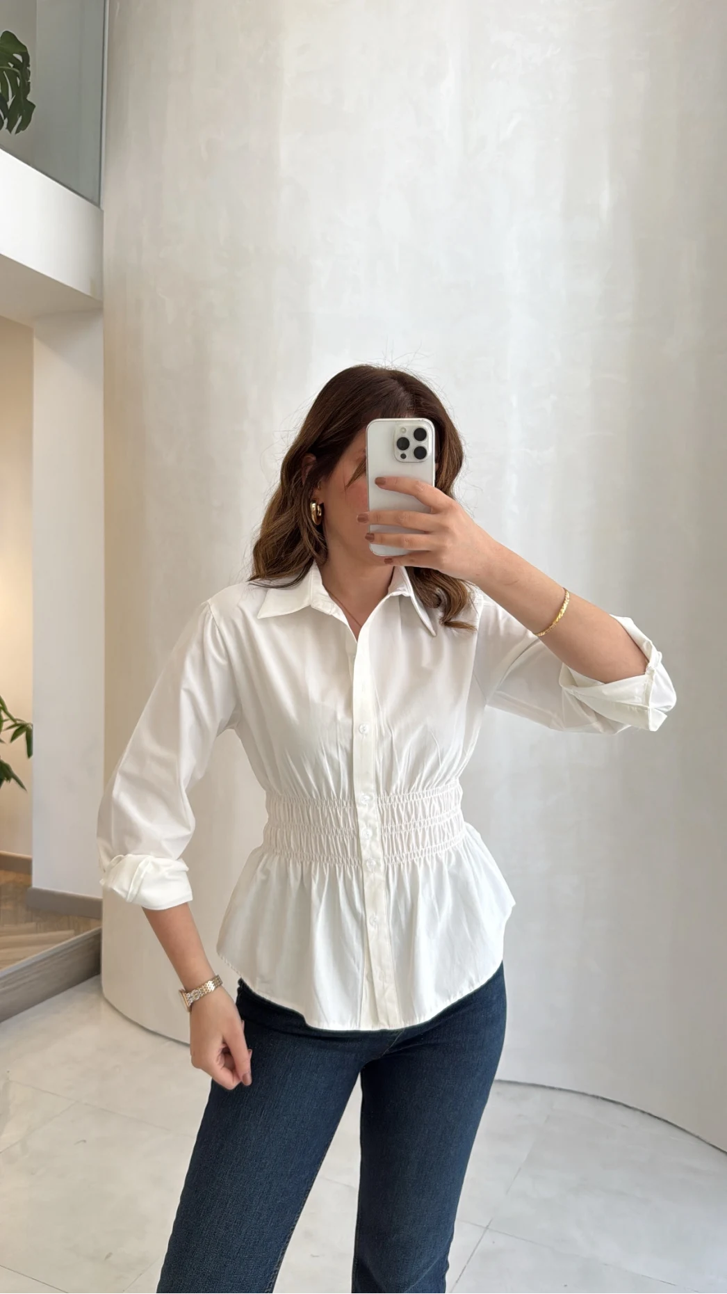 Dolly Beli Gipeli Gömlek - Beyaz - Kod: 1000