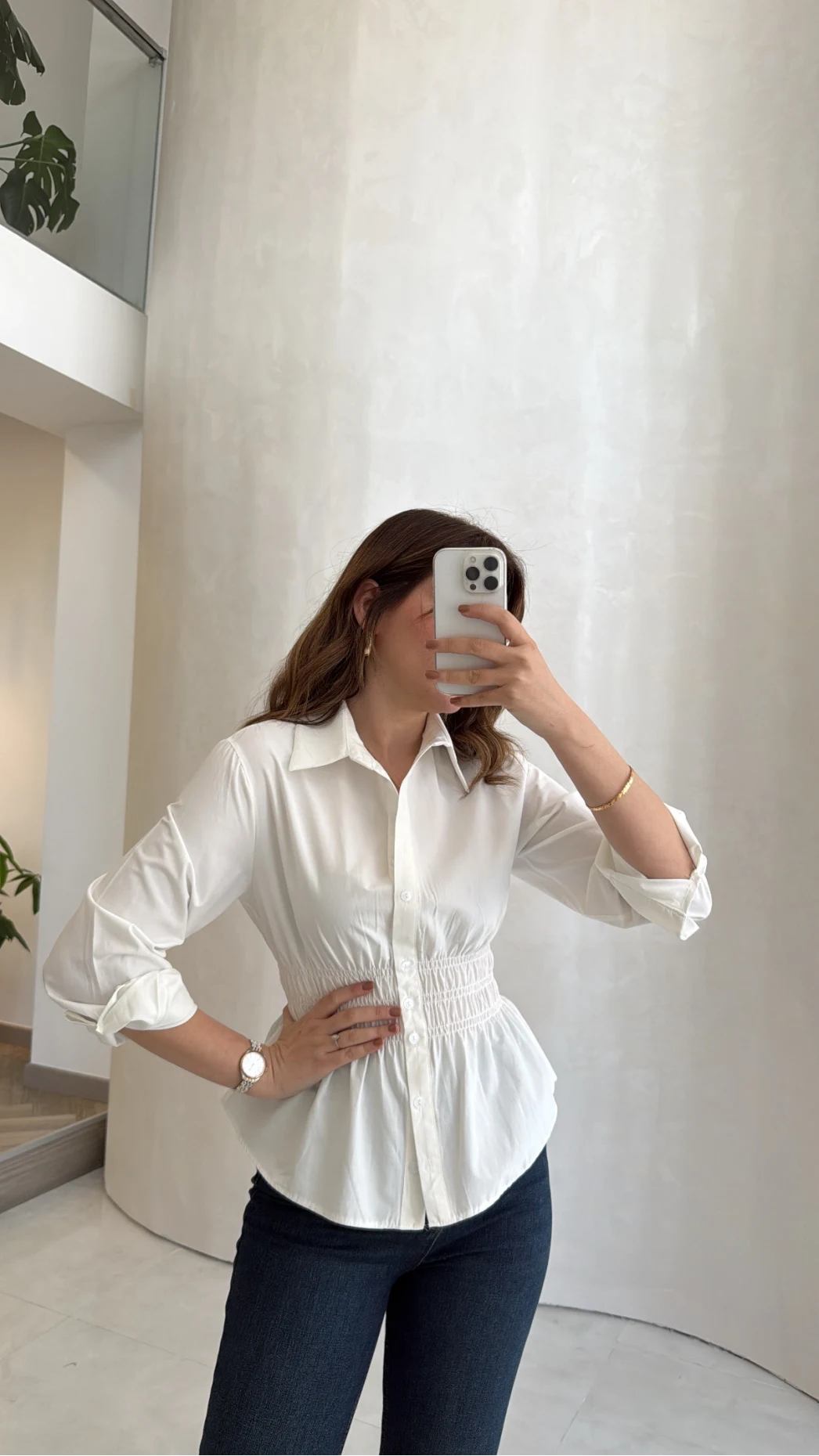 Dolly Beli Gipeli Gömlek - Beyaz - Kod: 1000