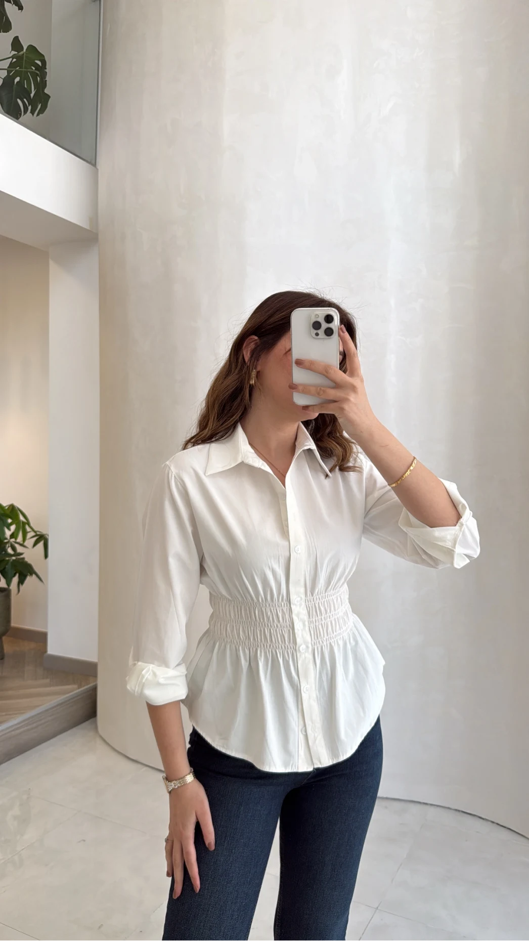 Dolly Beli Gipeli Gömlek - Beyaz - Kod: 1000