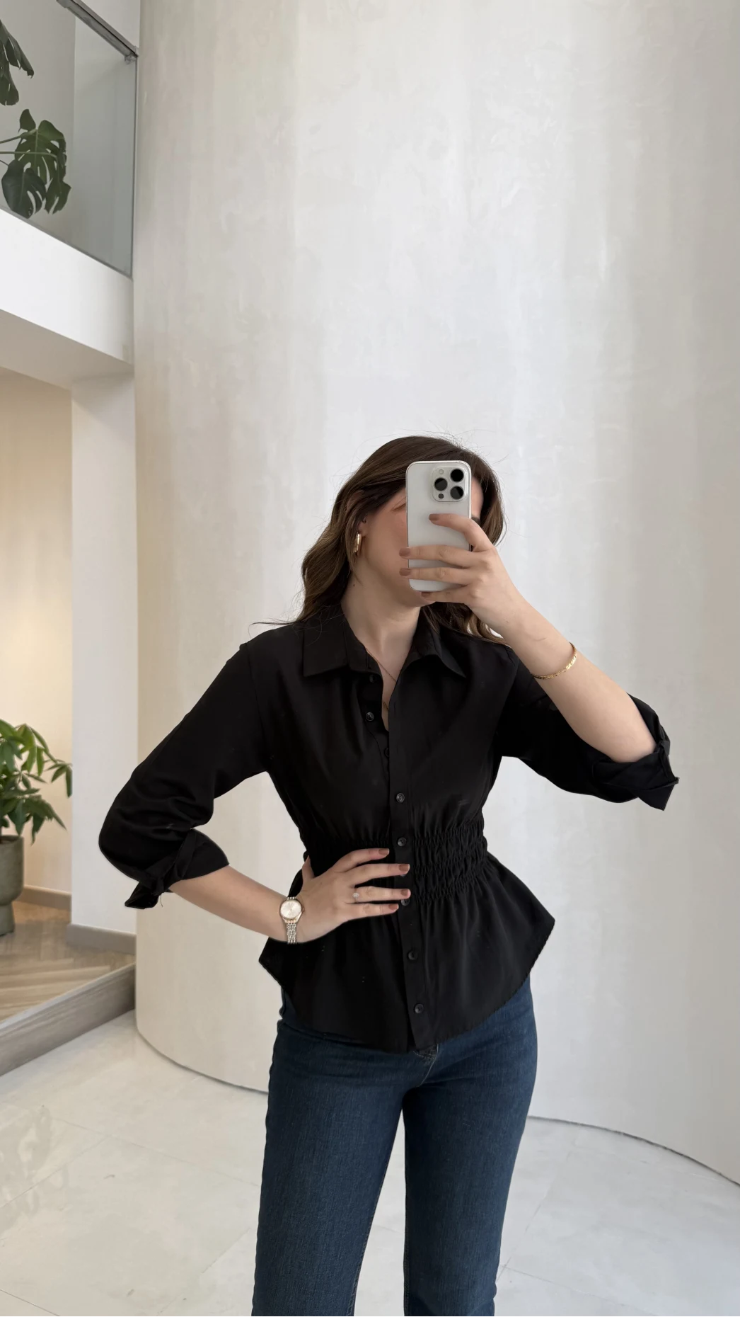 Dolly Beli Gipeli Gömlek - Siyah - Kod: 1000