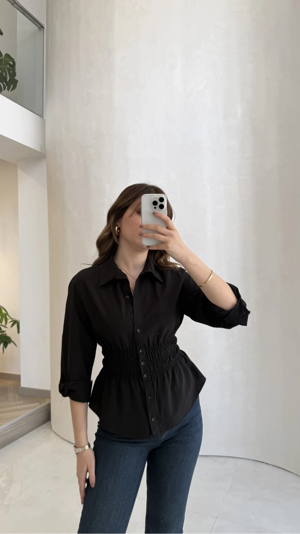 Dolly Beli Gipeli Gömlek - Siyah - Kod: 1000