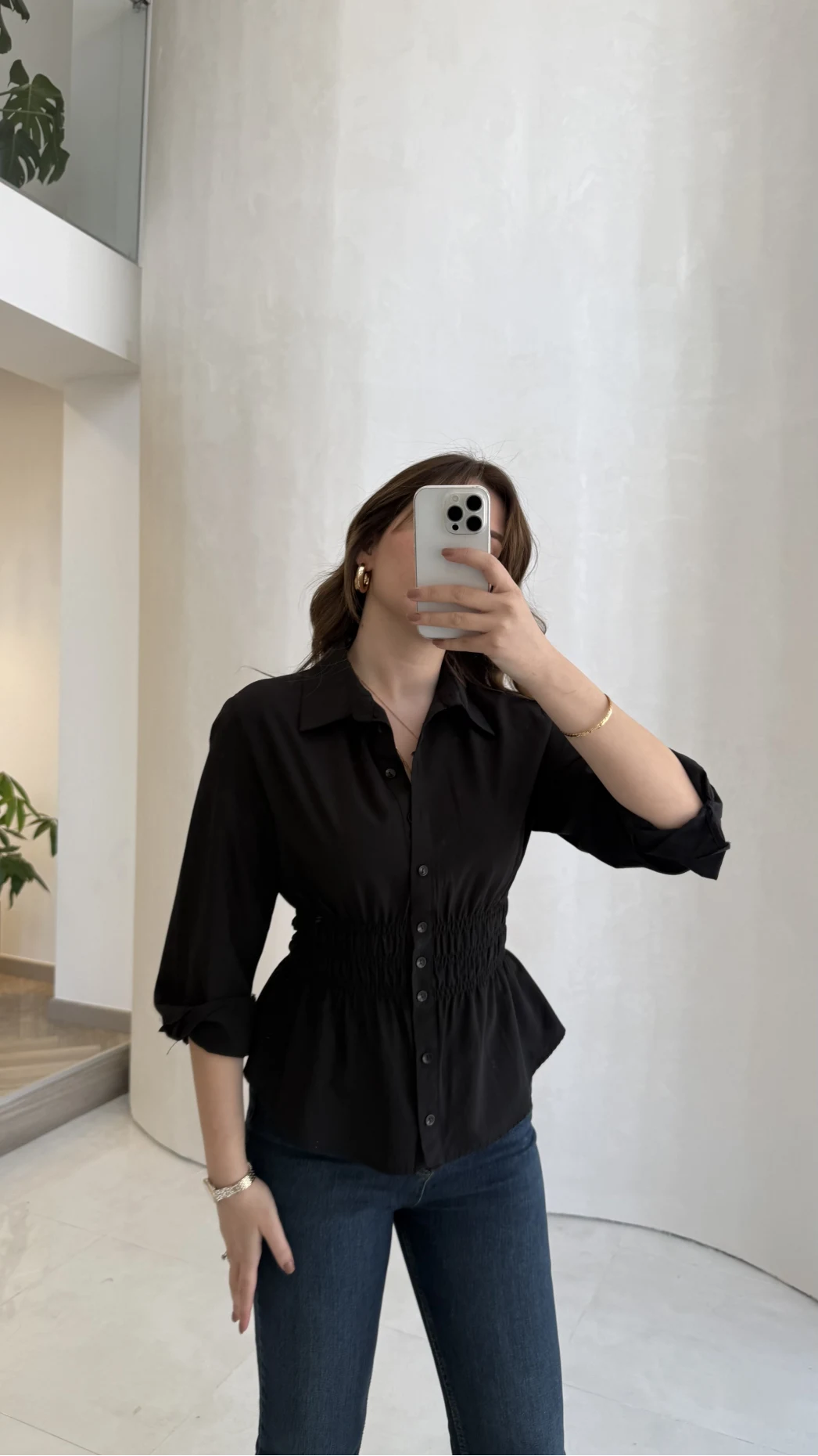 Dolly Beli Gipeli Gömlek - Siyah - Kod: 1000