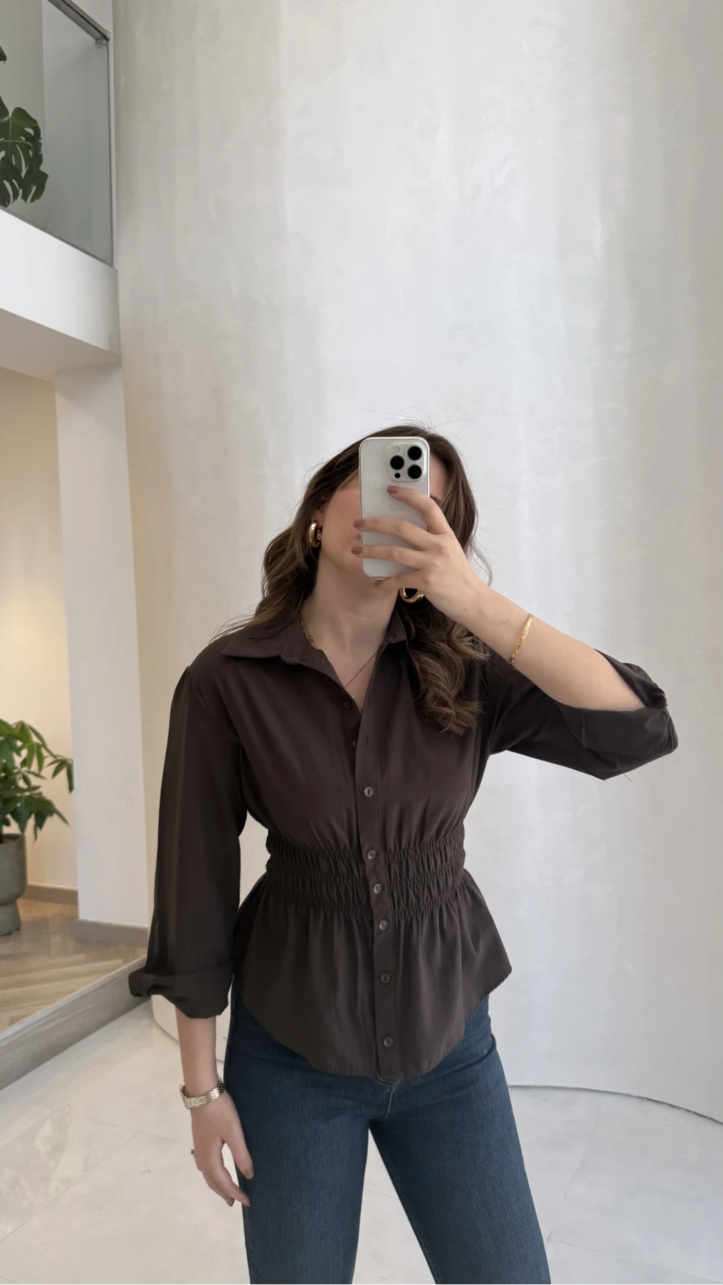 Dolly Beli Gipeli Gömlek - Kahve - Kod: 1000