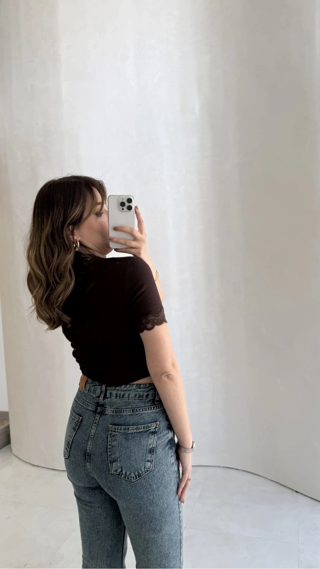 Fitilli Dantel Detay Bluz - Kahverengi - Kod: 1080