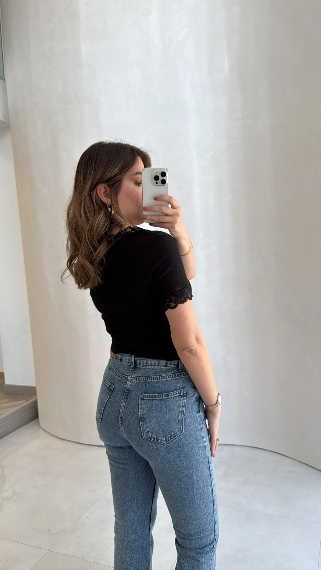 Fitilli Dantel Detay Bluz - Siyah - Kod: 1080