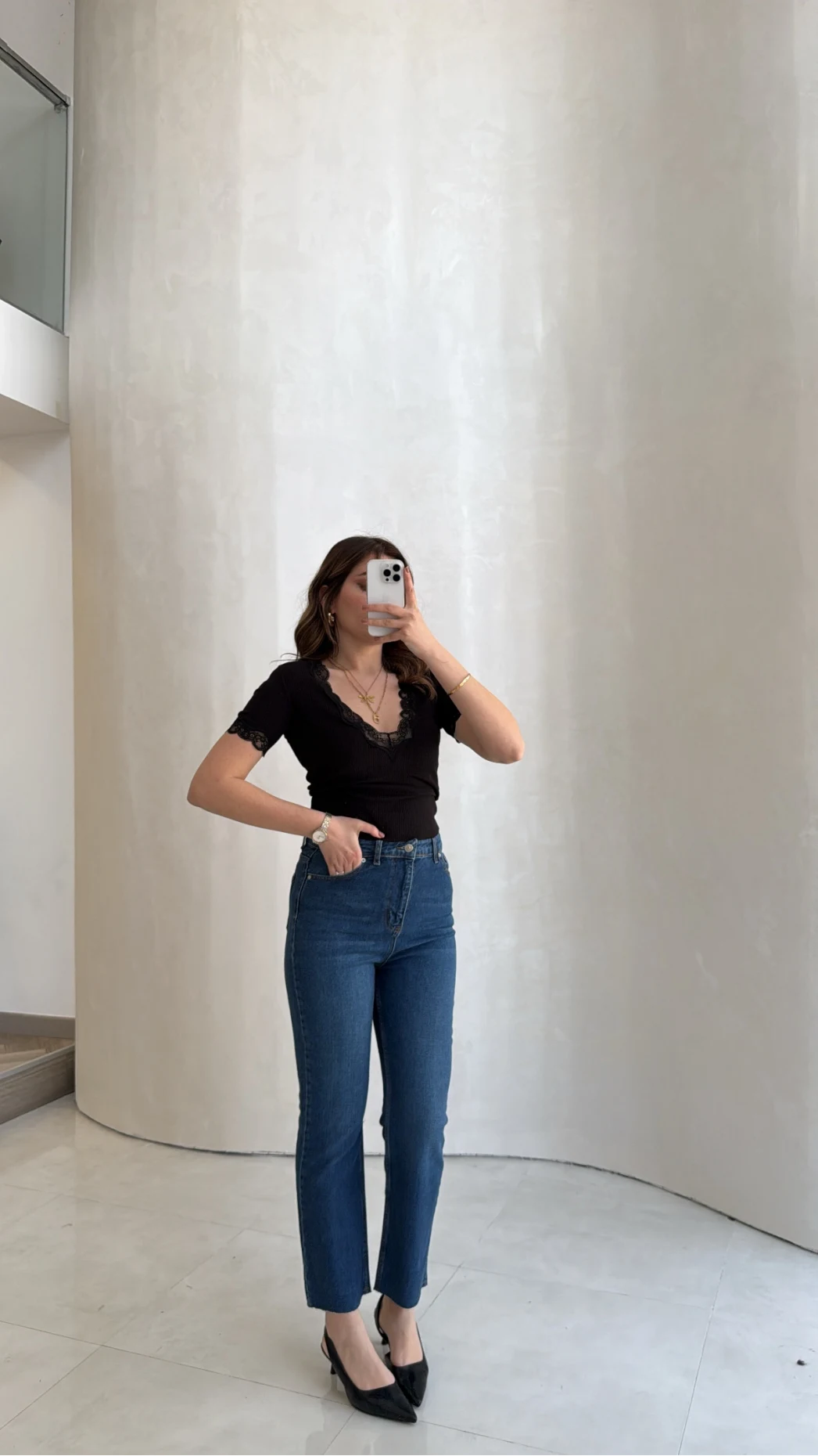 Fitilli Dantel Detay Bluz - Siyah - Kod: 1080