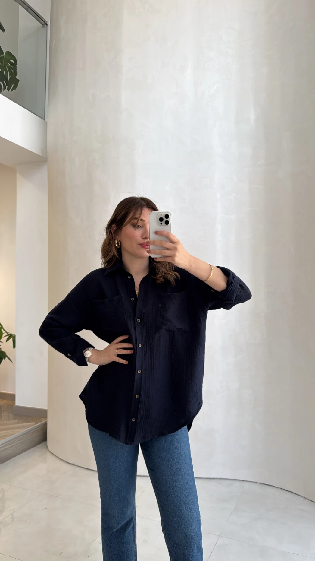 Cepli Uzun Gömlek - Lacivert - Kod: 2191