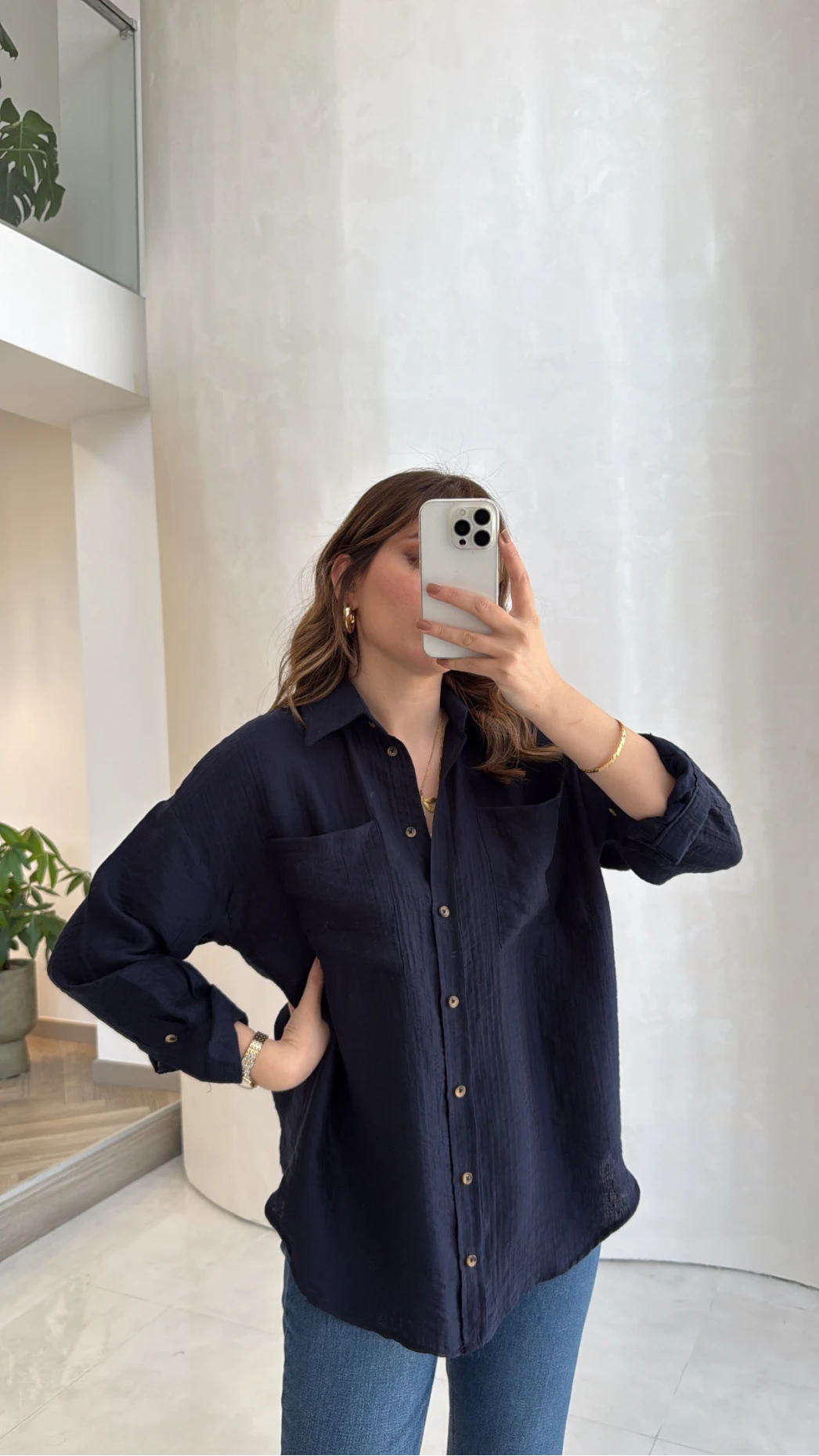 Cepli Uzun Gömlek - Lacivert - Kod: 2191