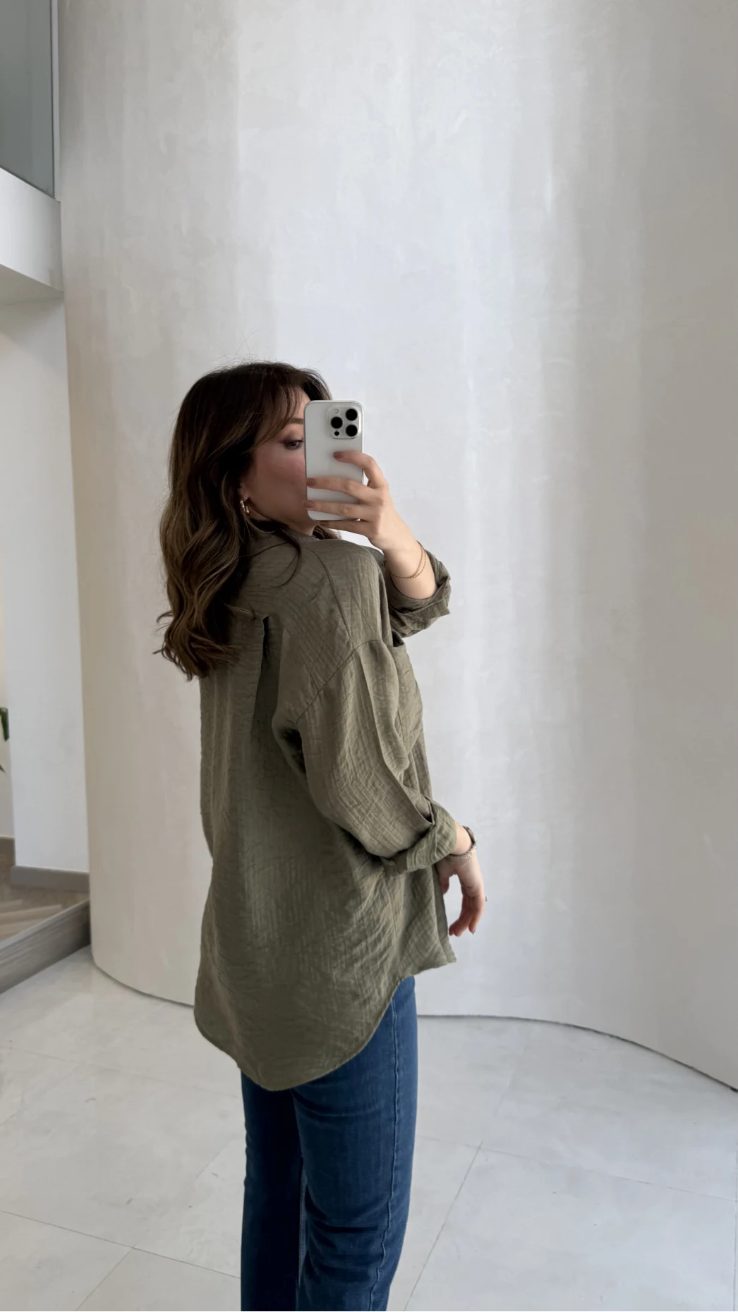 Cepli Uzun Gömlek - Haki - Kod: 2191