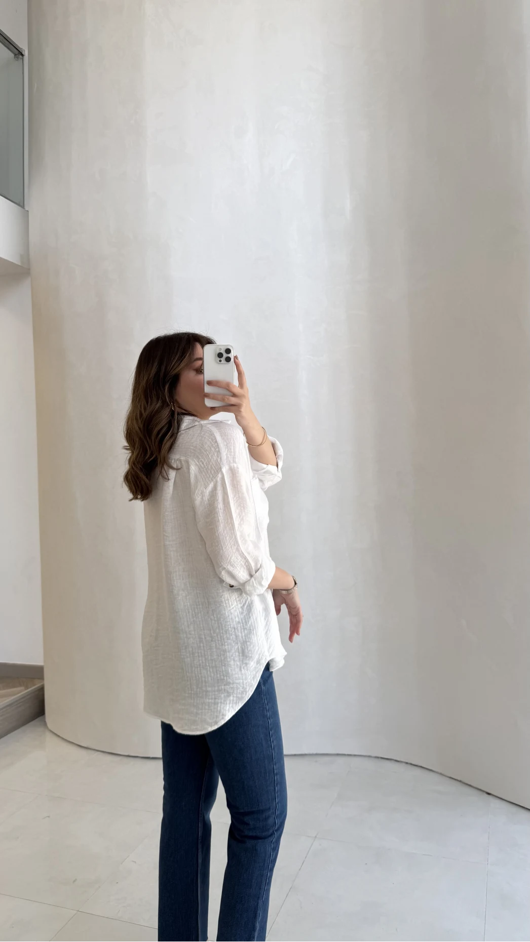 Cepli Uzun Gömlek - Ekru - Kod: 2191