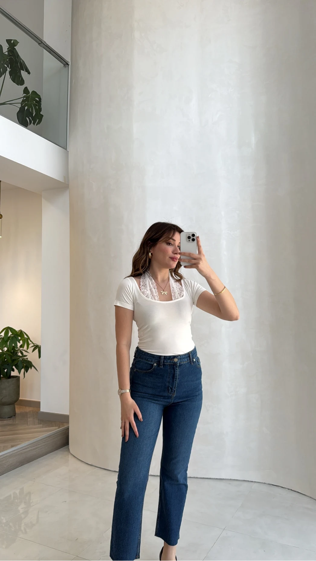 Dantel Boyundan Geçmeli Bluz - Ekru - Kod: 8570