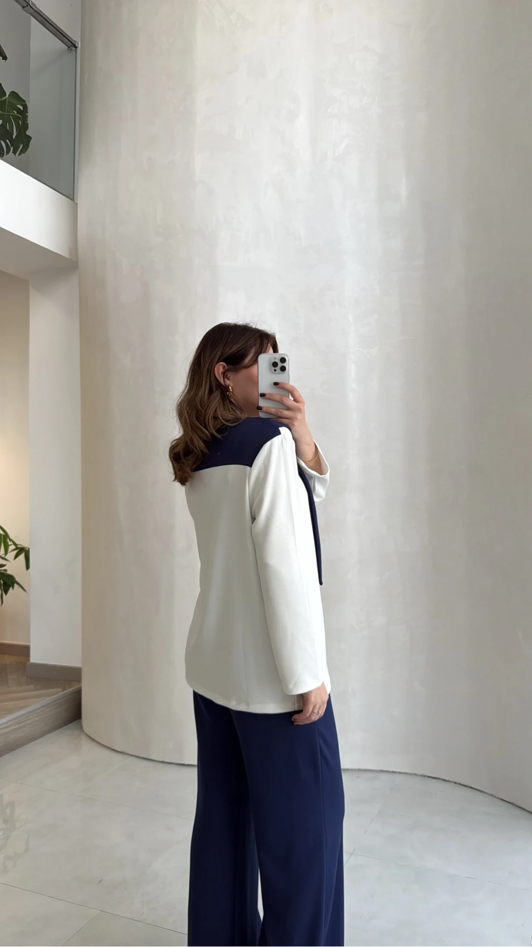 Uzun Kollu Fular Bağlamalı Takım - Lacivert - Kod: 4126