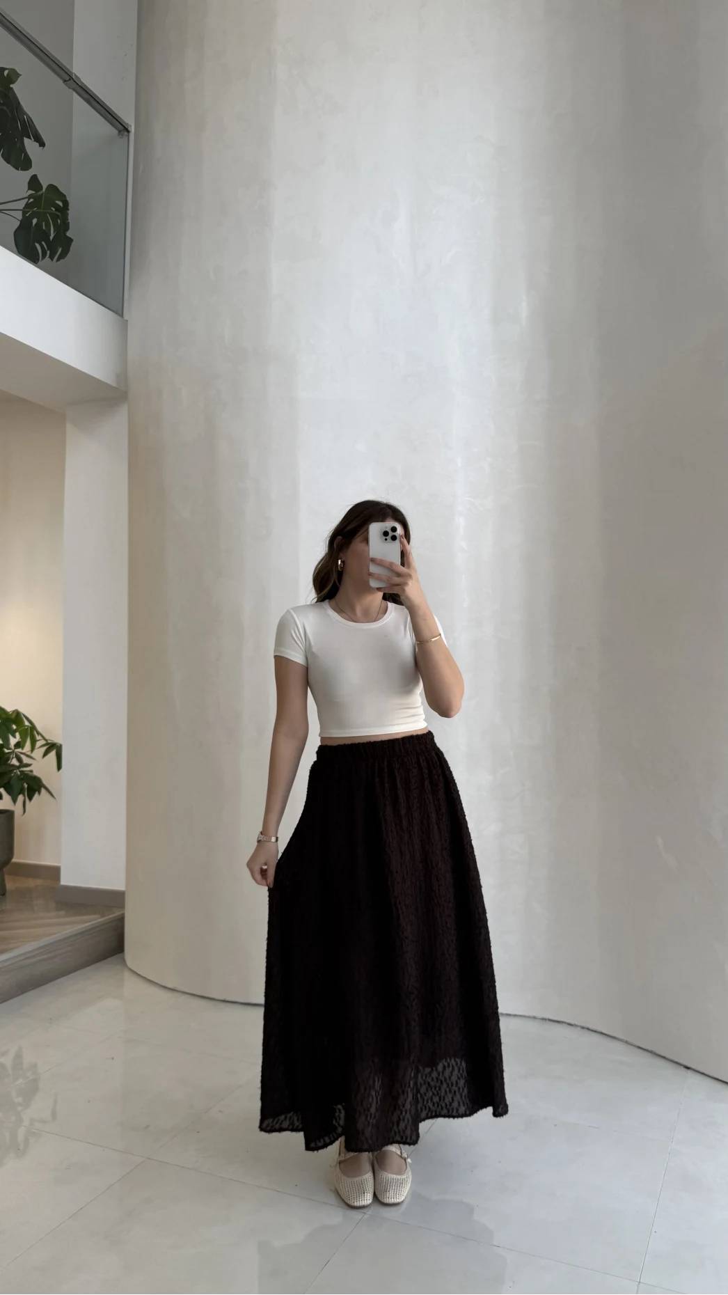 Şerit Püskül Detaylı Beli Lastikli Etek - Kahverengi - Kod: 5072