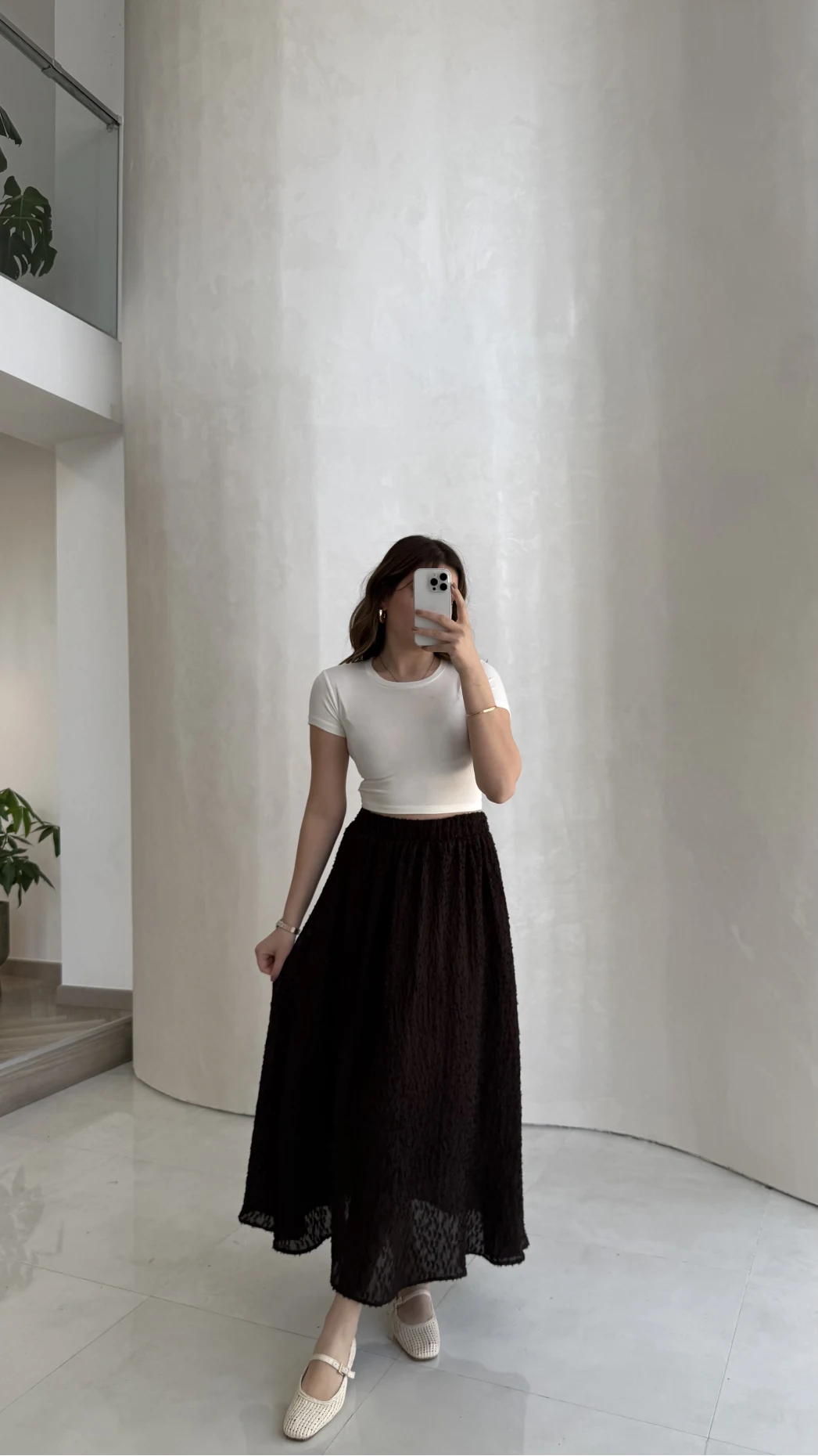 Şerit Püskül Detaylı Beli Lastikli Etek - Kahverengi - Kod: 5072